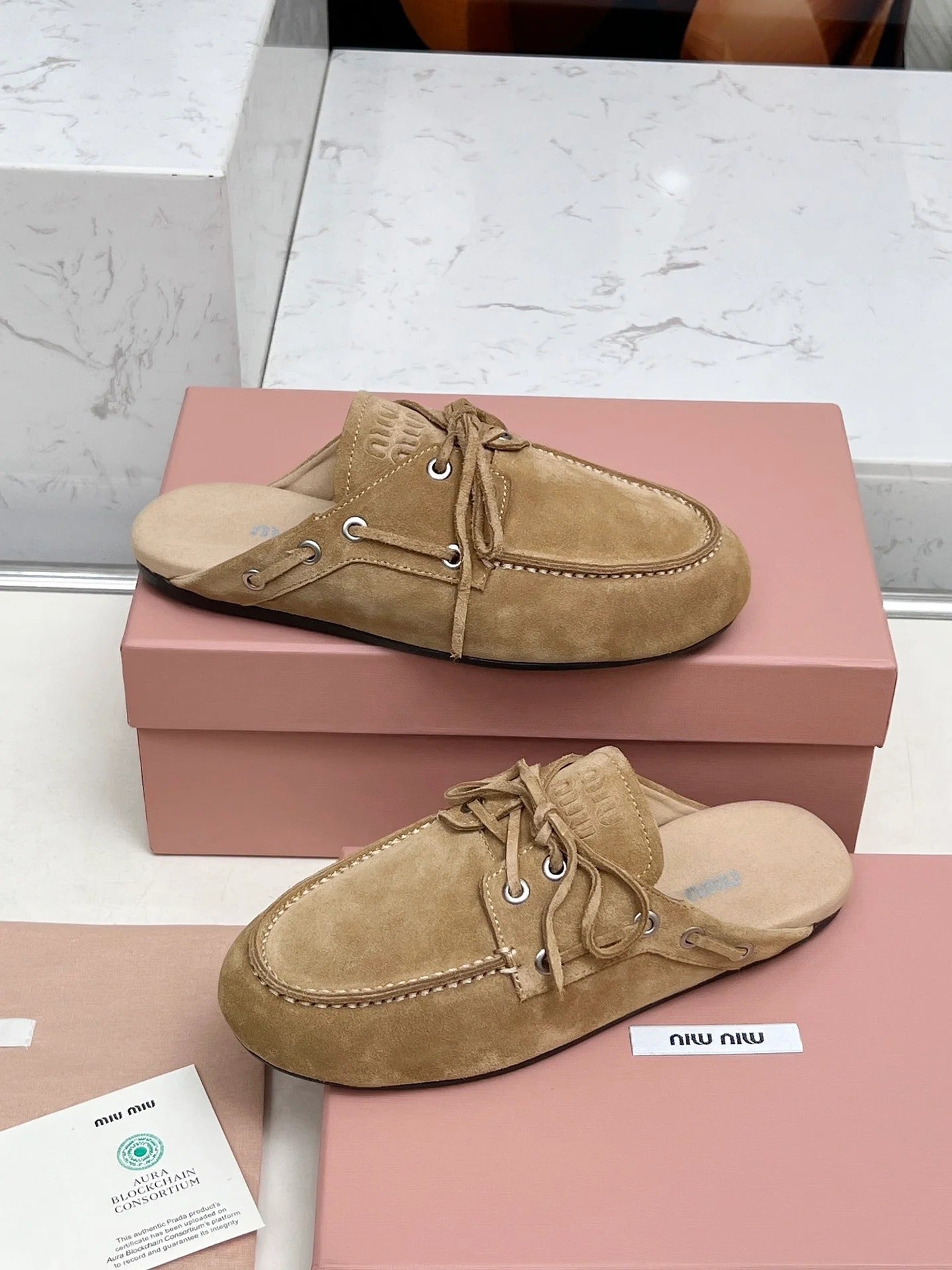 Miumiu 2026 Faded Mules Light Brown Suede 326958