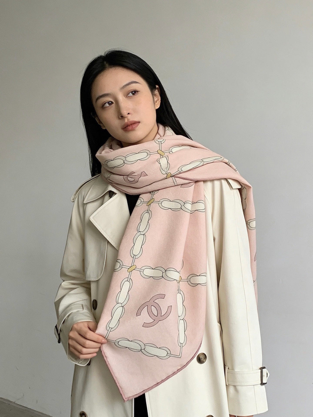 Chanel 26s Scarf 140 In Cashmere Silk 306125