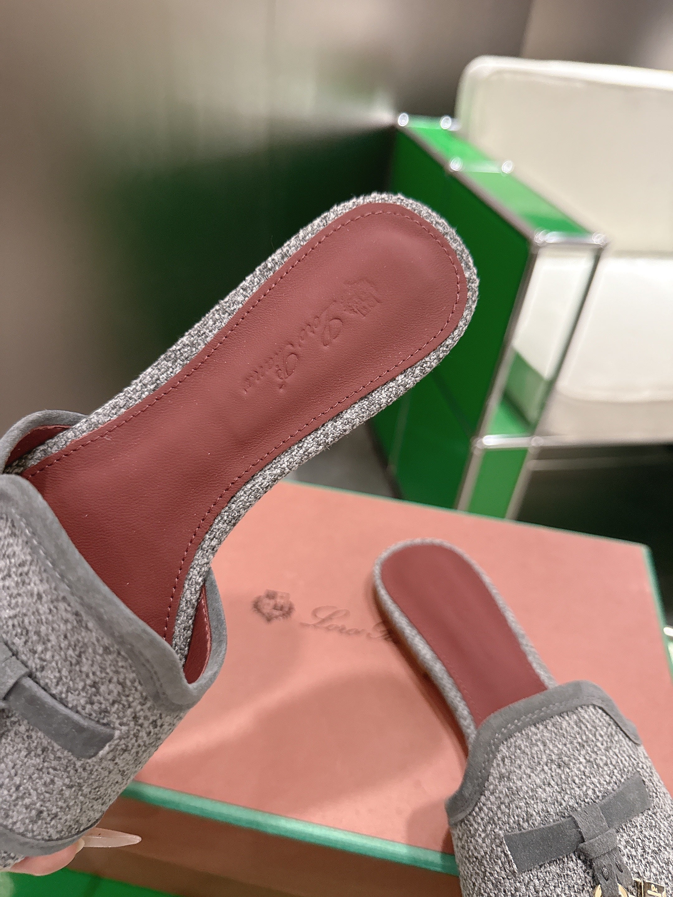 LP Summer Charm Slipper Grey Tweed Leather 632135