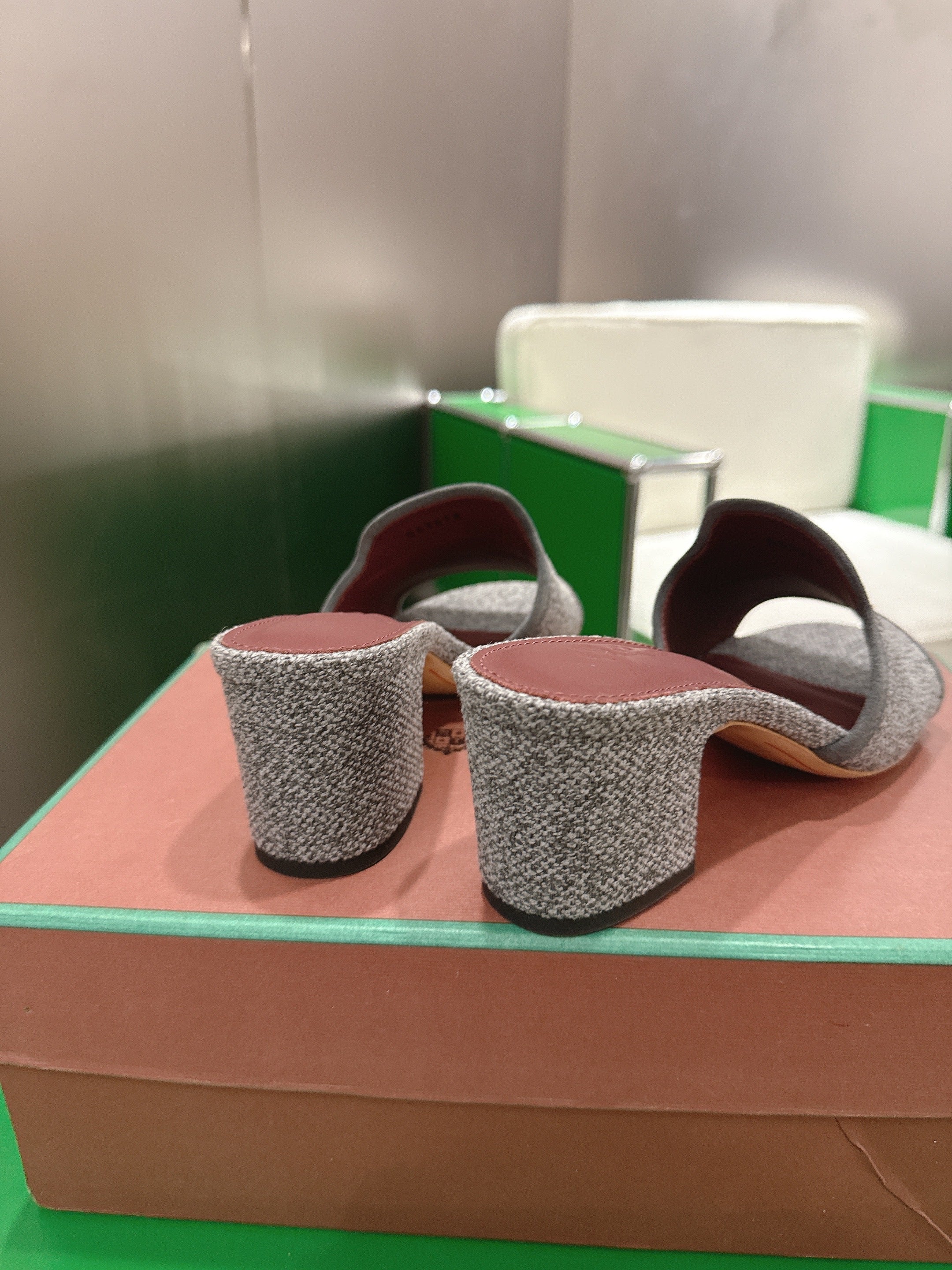 LP Summer Charm Mule 5.5cm Grey Tweed Leather 632139