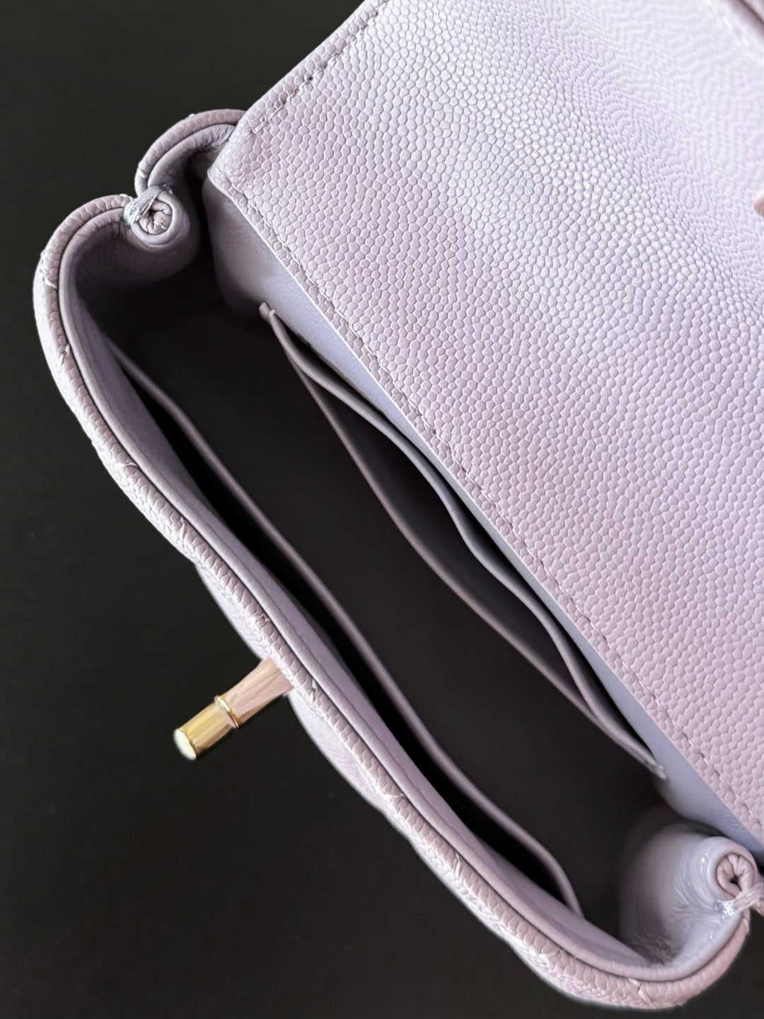 CC 26s Mini Flap Bag 14.5cm with Top Handle Light Purple Caviar Leather