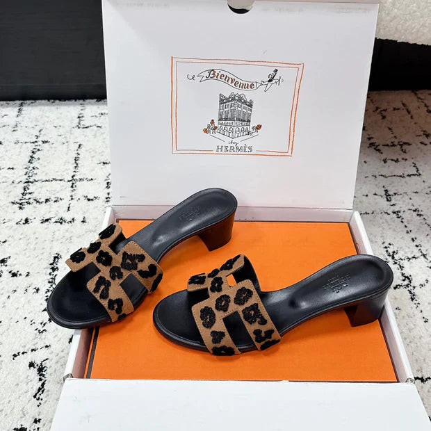 HM 26ss High-Heeled Sandals 50 Black Brown Suede Cowhide 617227