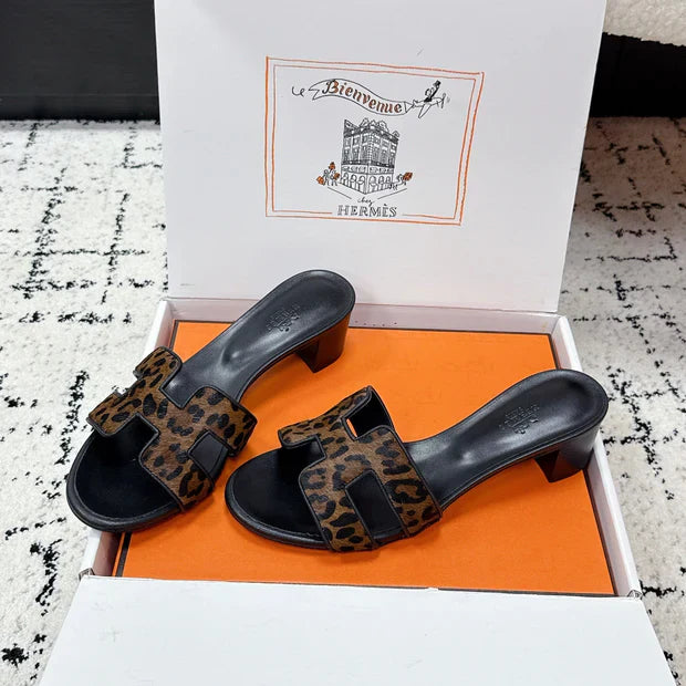 HM 26ss High-Heeled Sandals 50 Black Brown Cowhide 617228