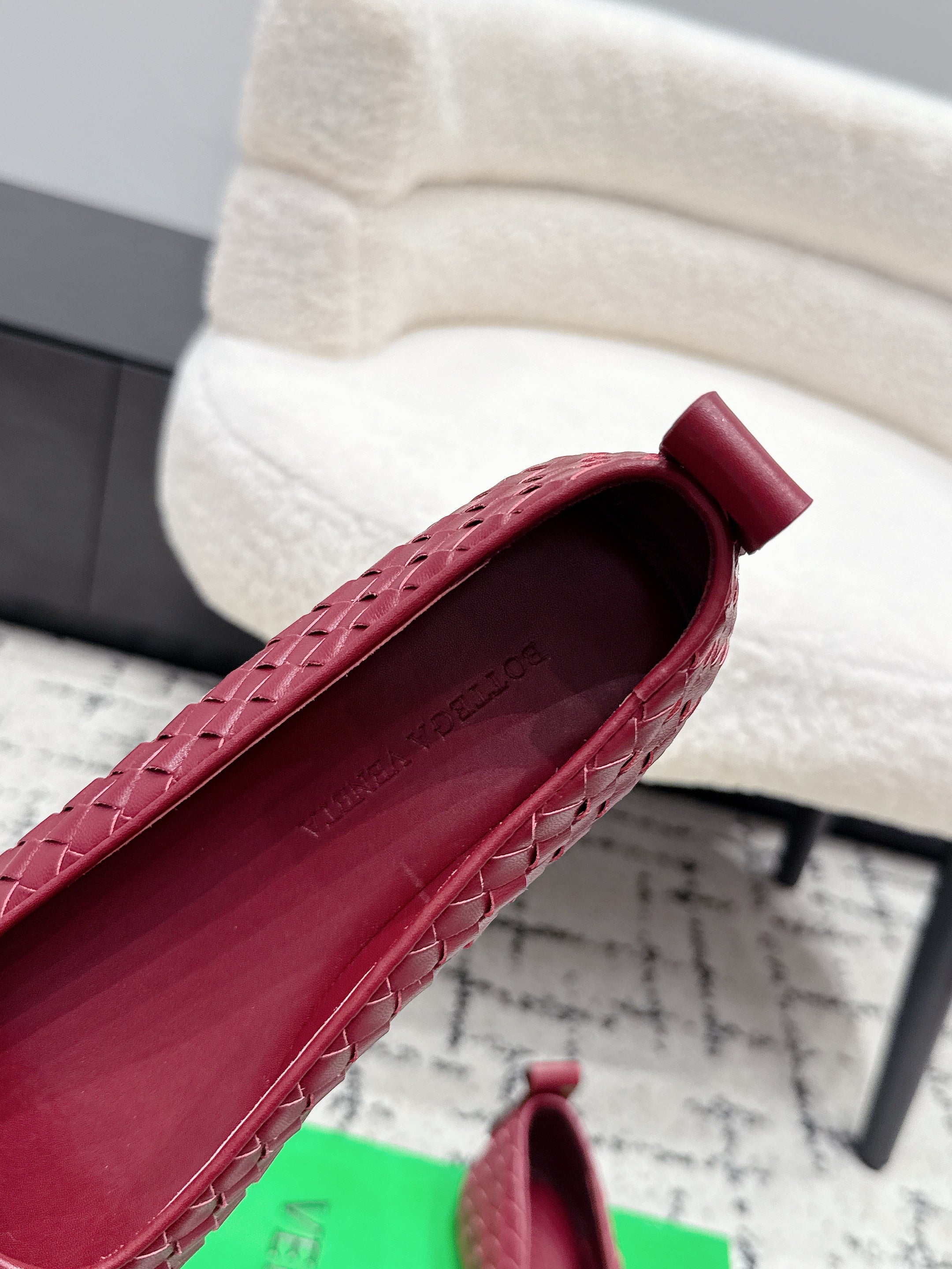 BV Charlotte Ballet Flat Burgundy Woven Leather 769997