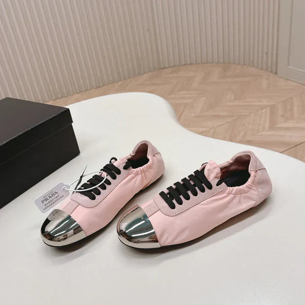 PRA 26S Mary Jane White Light Pink Sliver Canvas Suede 600626