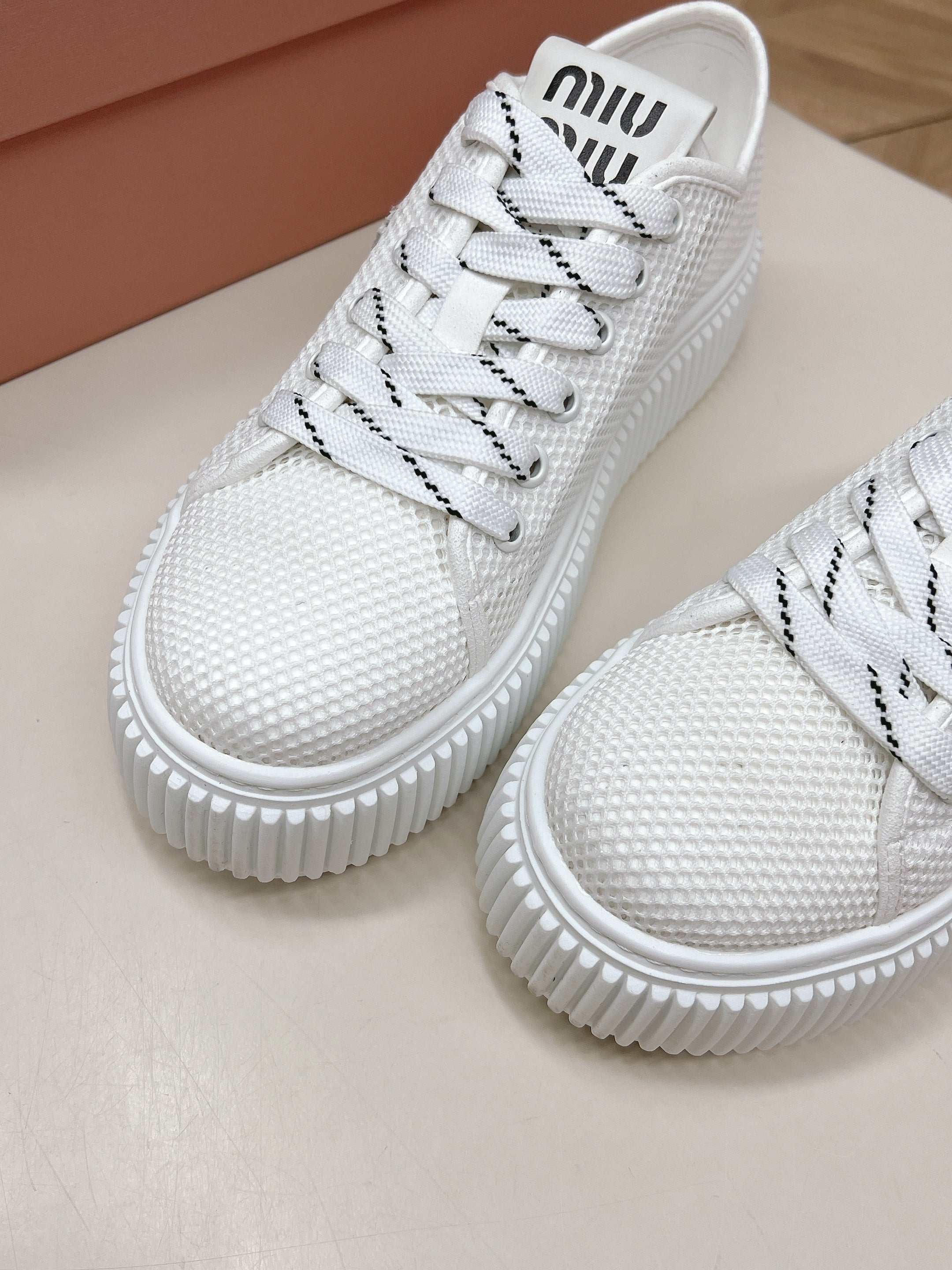 Miu Platform Sneakers White Mesh 798601