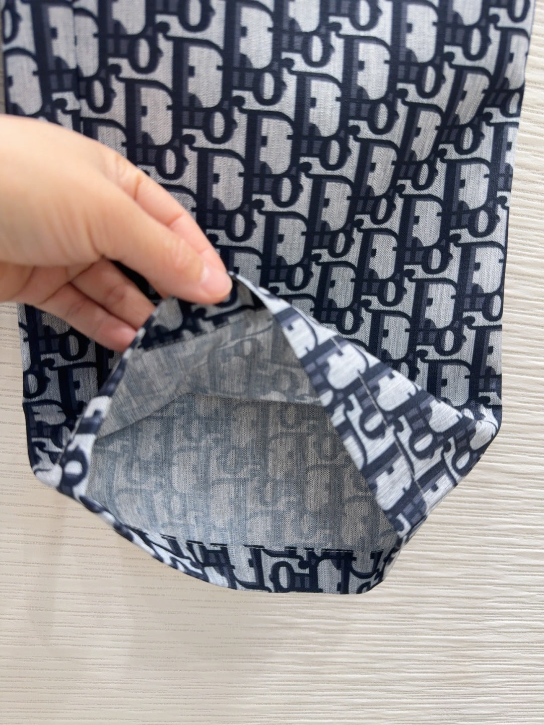 CD 2025 Monogram Straight Trouser Blue Grey Polyester
