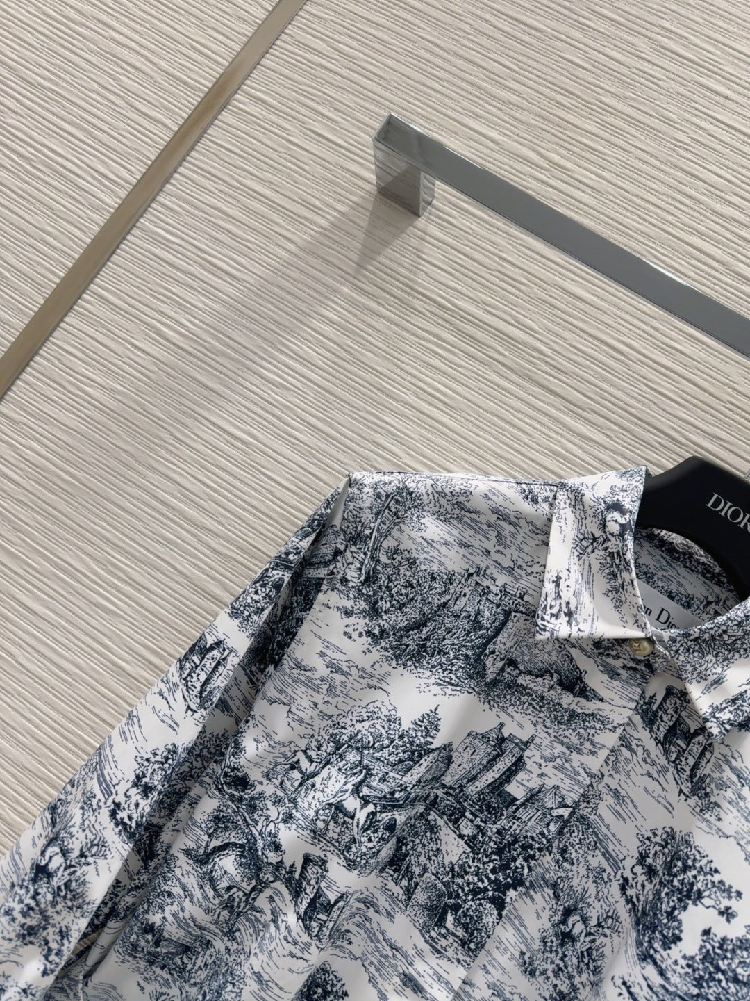 CD 2025 Toile de Jouy Dress White Navy Blue Polyester