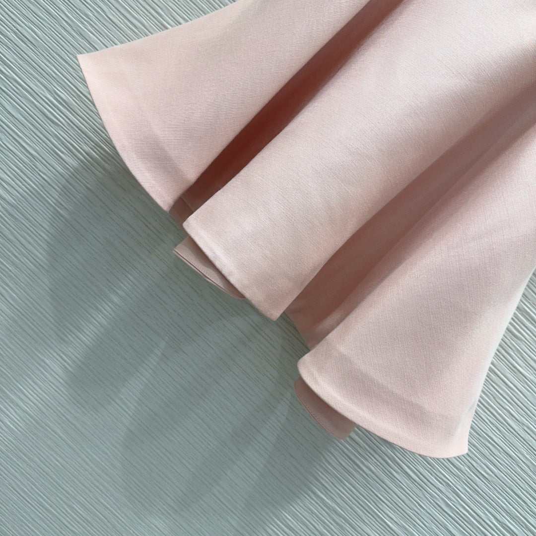 CD Flared Miniskirt Pink Wool and Silk 394955