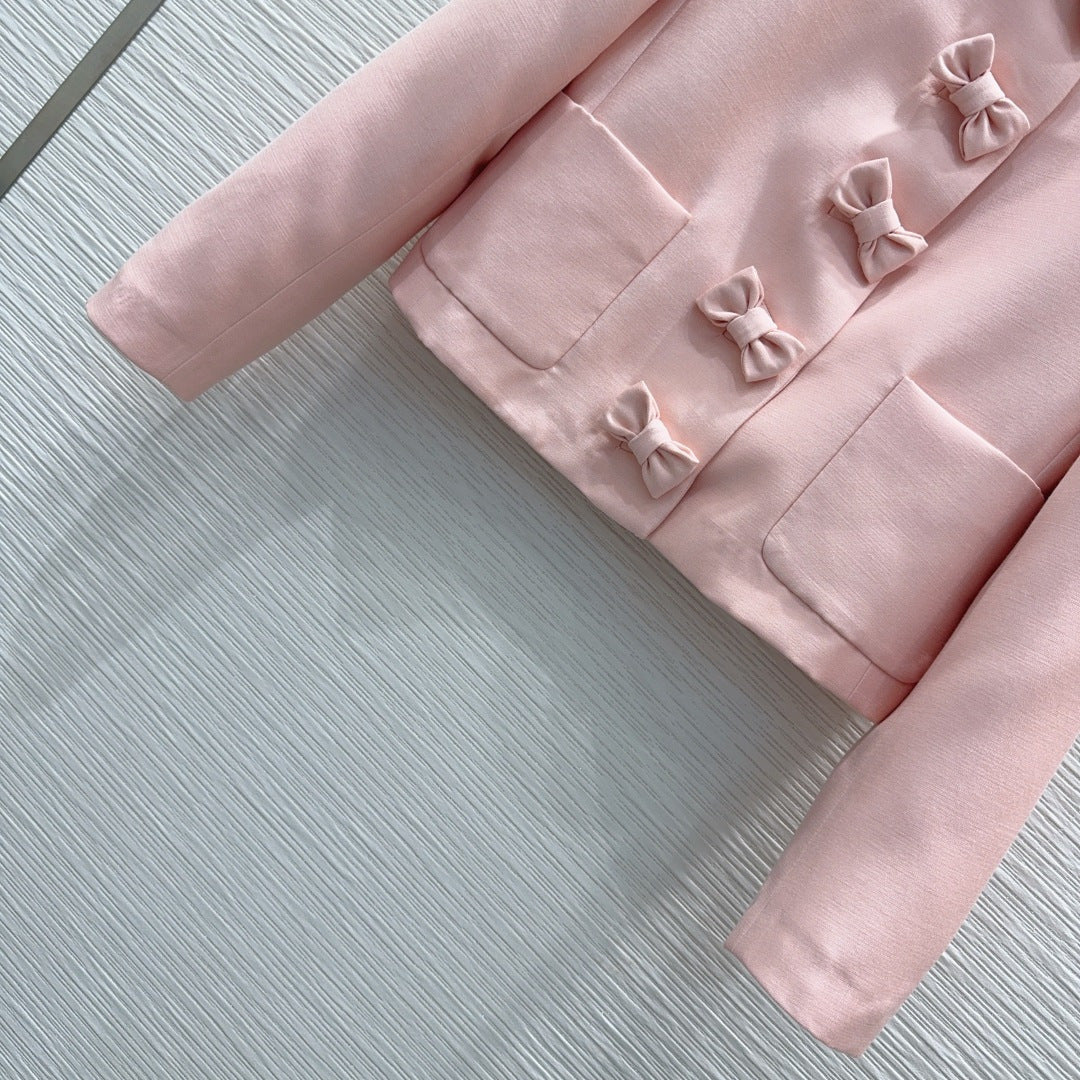 CD Cropped Jacket Pink Wool and Silk 394956