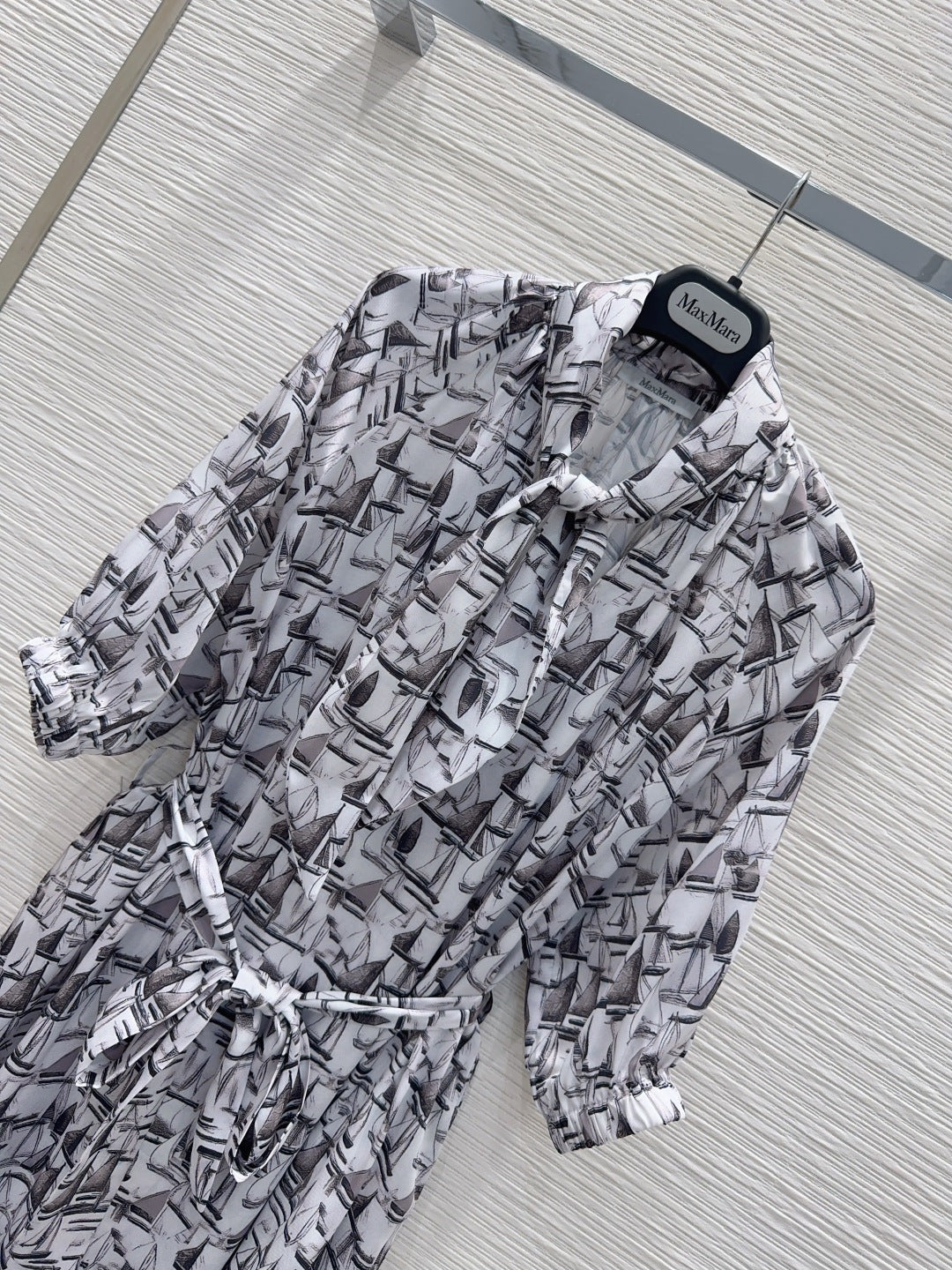 Max Mara Floral Print Dress Black White Polyester 395017