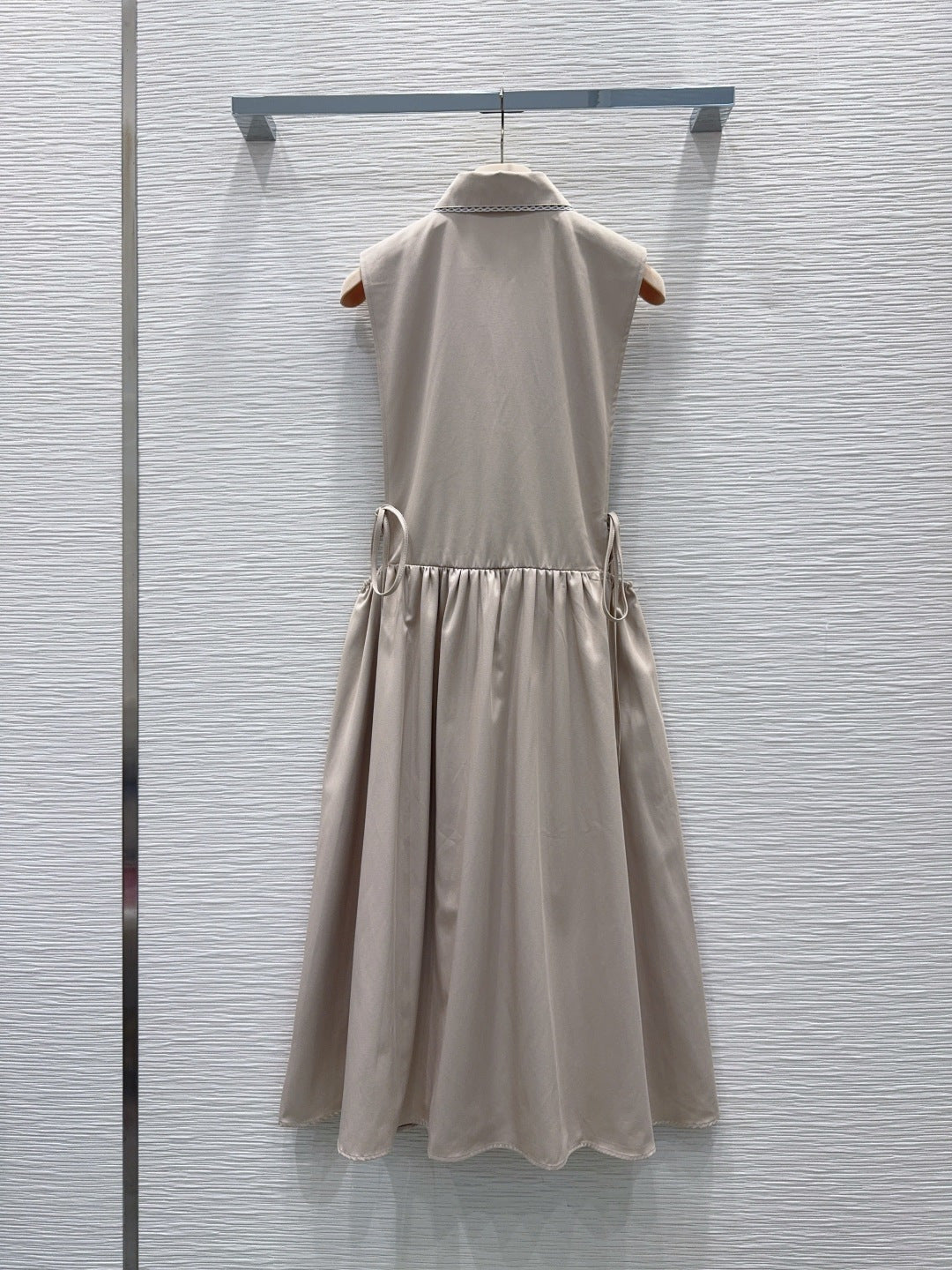 Miu 26s Vest Dress Light Taupe White Cotton 394974