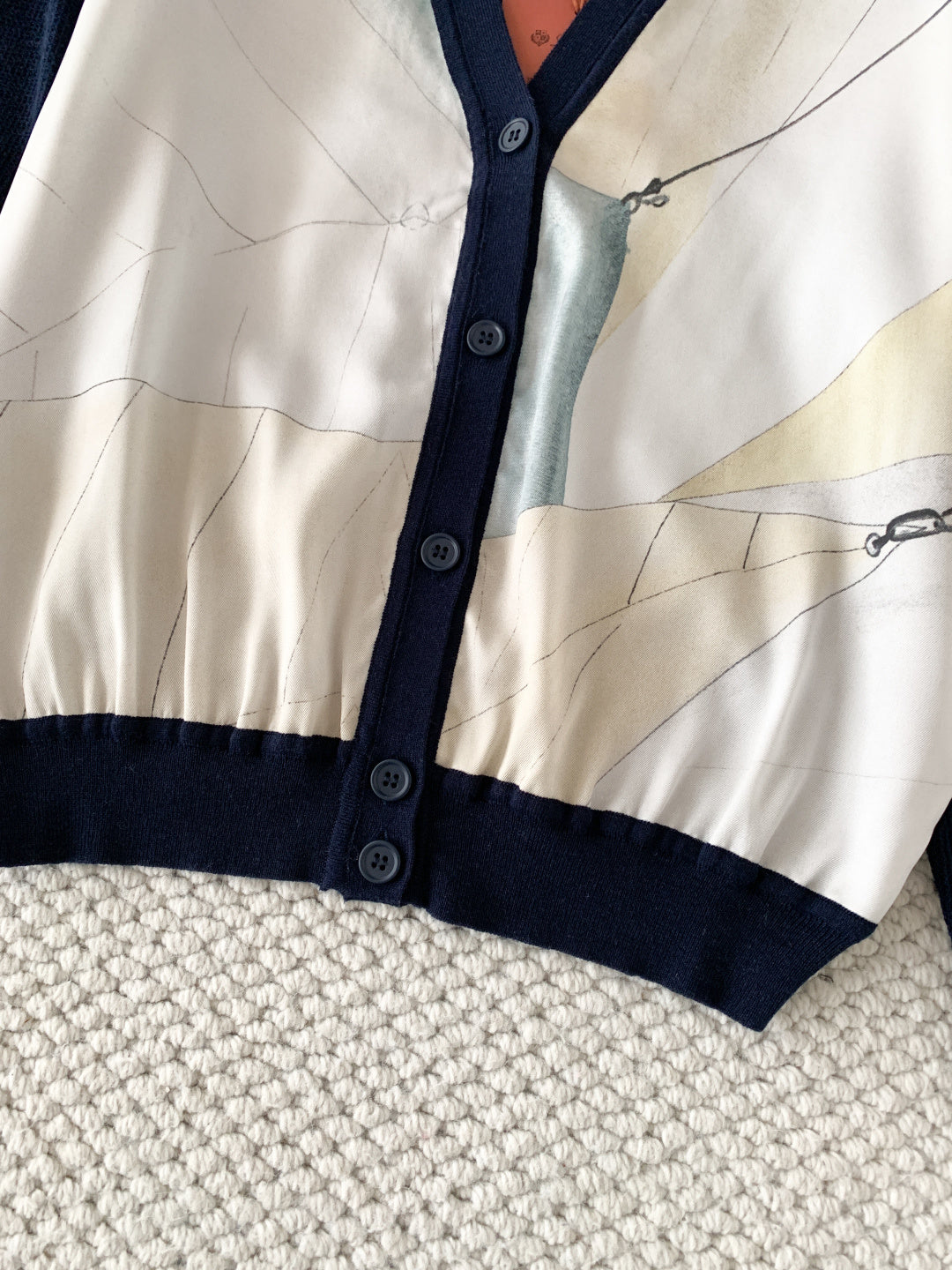 LP Libeccio Cardigan Blue Navy/Ivory Sky Mulberry Silk 380657
