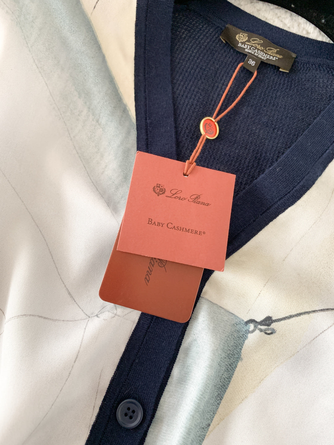LP Libeccio Cardigan Blue Navy/Ivory Sky Mulberry Silk 380657