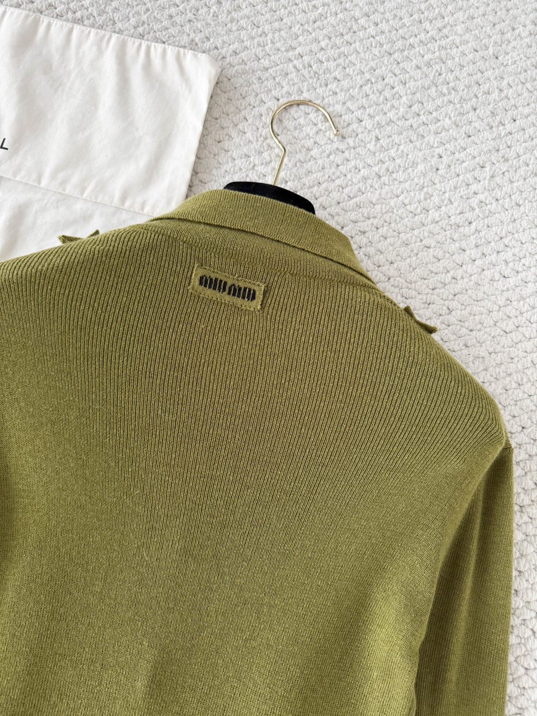 Miu 26s Cardigan Fern Green Cashmere Silk 380643