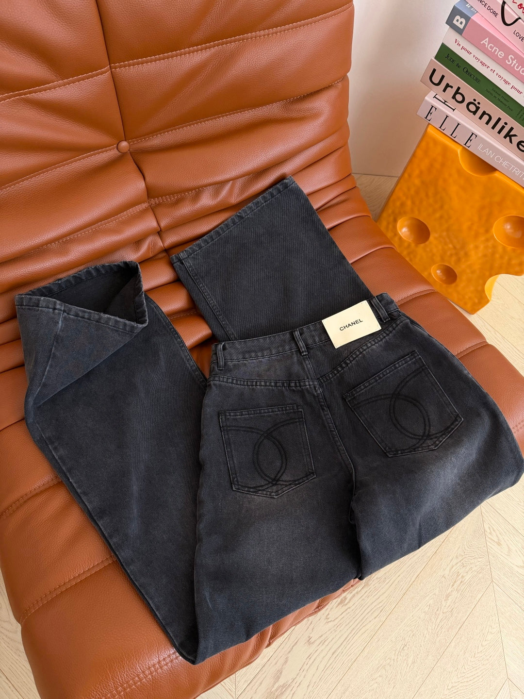 CC 26s Wide-Leg Trousers Black Denim 398130