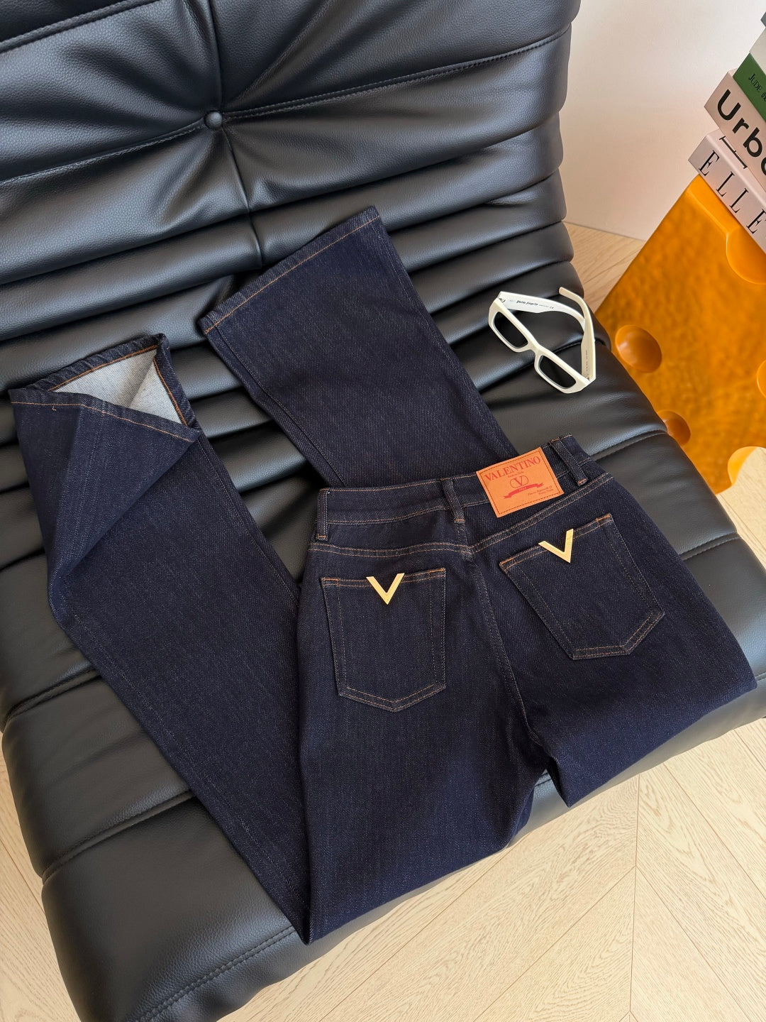 VT 26s Double V-Neck Metallic Flared Jeans 424359