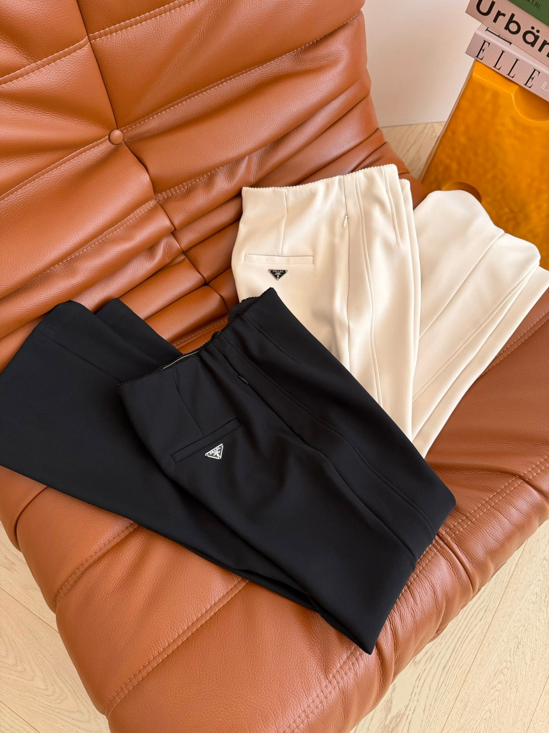 Prada 26s Flared Pants With A Triangular Logo 420883