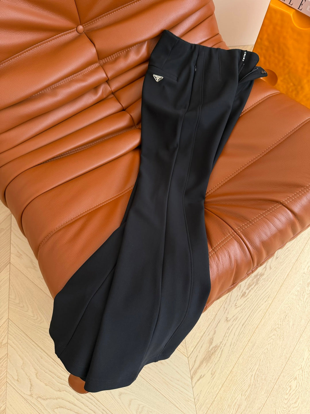 Prada 26s Flared Pants With A Triangular Logo 420883