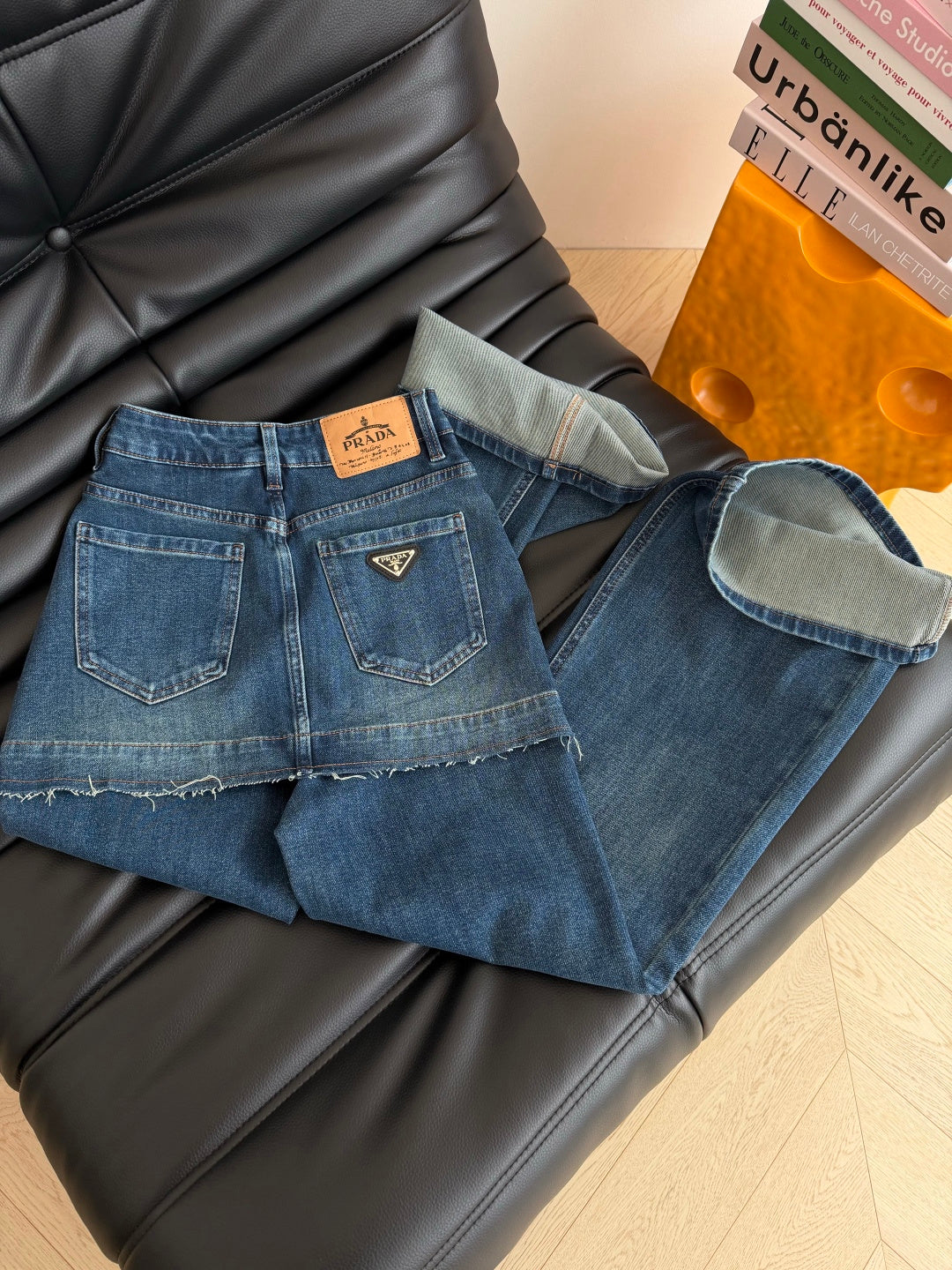 Prada 26s Flared Jeans Dusty Blue Denim 424224