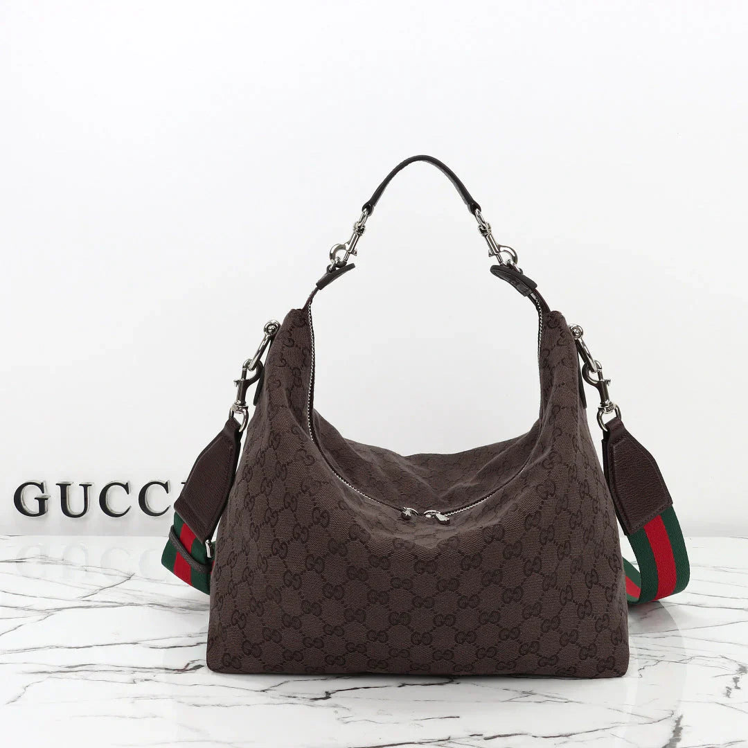 Gucci 2026 Brera Large Crossbody Bag Dark Brown Canvas