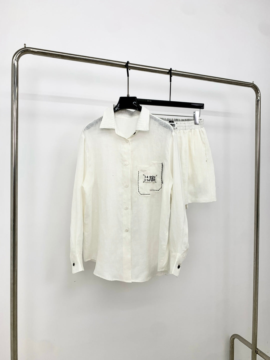 MM6 Set Shirt & Short White Linen 387979