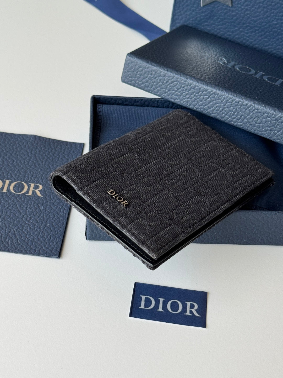 CD Oblique Passport Holder Black Jacquard Cowhide