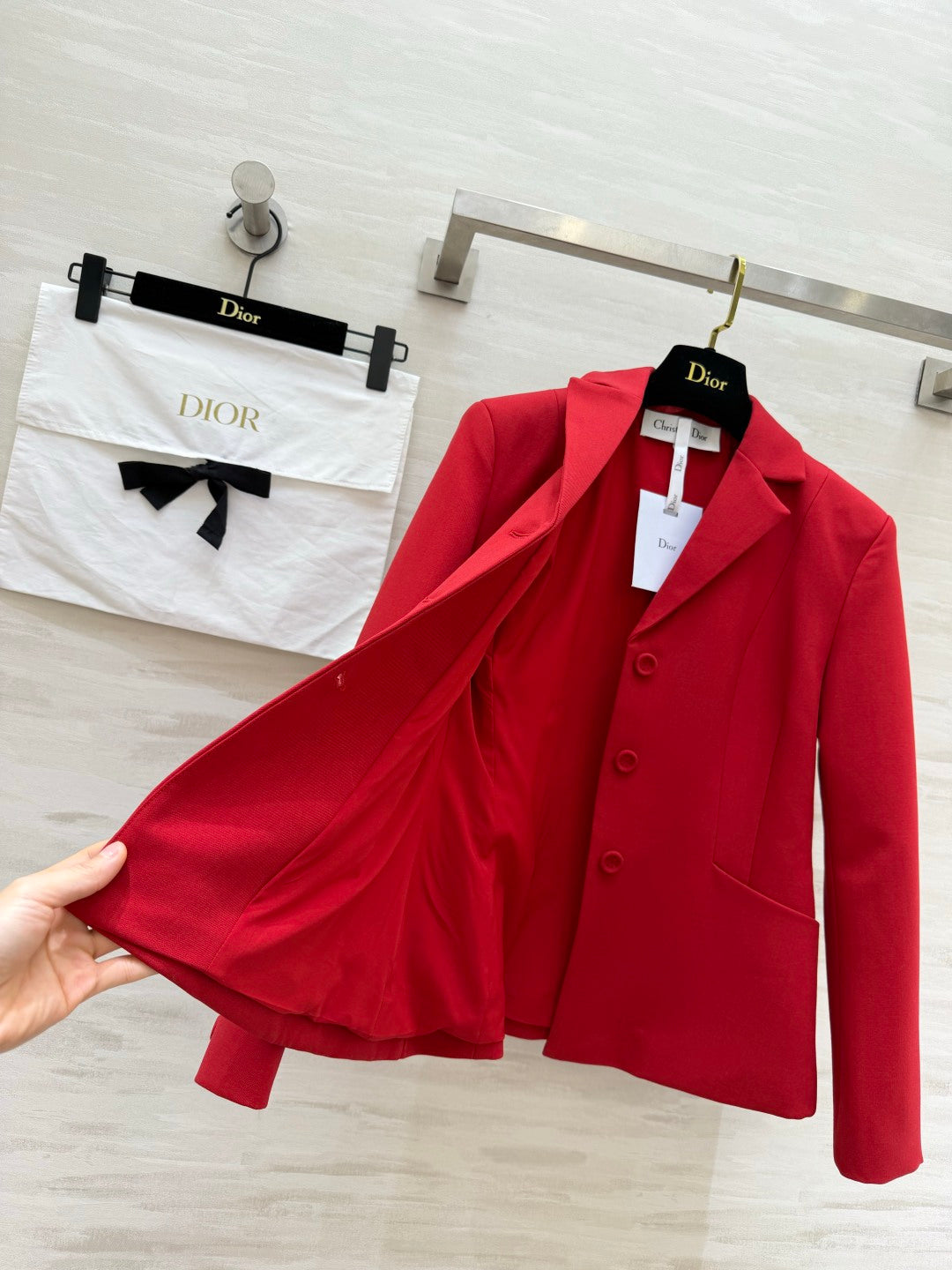 CD 30 Montaigne Bar Jacket Red Wool  Silk 394149