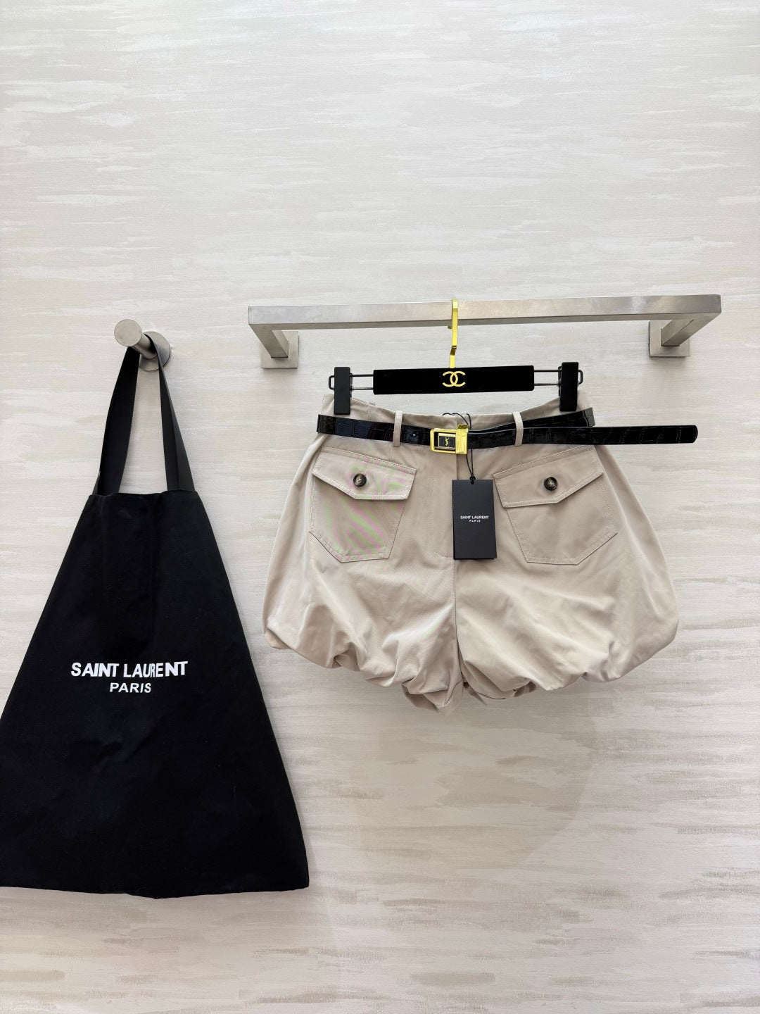 YSL 26s Flower Bud Shorts Cream Cotton 397026