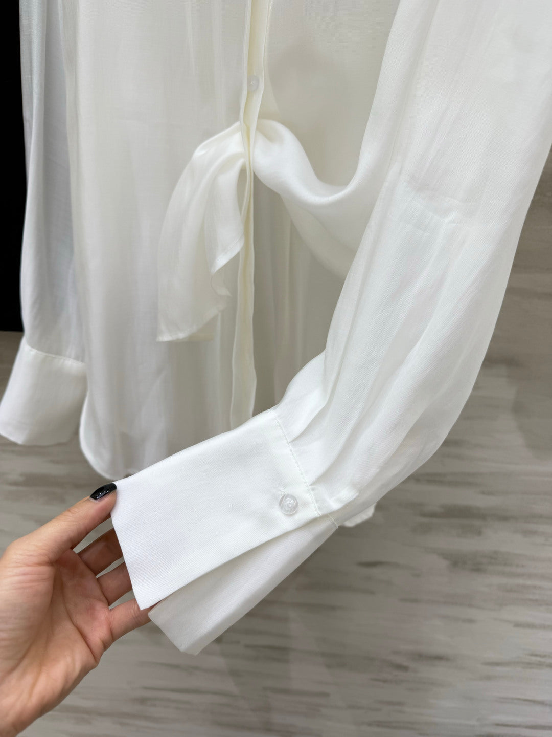 YSL 26s Long-Sleeved Silk Shirt Set White 398905