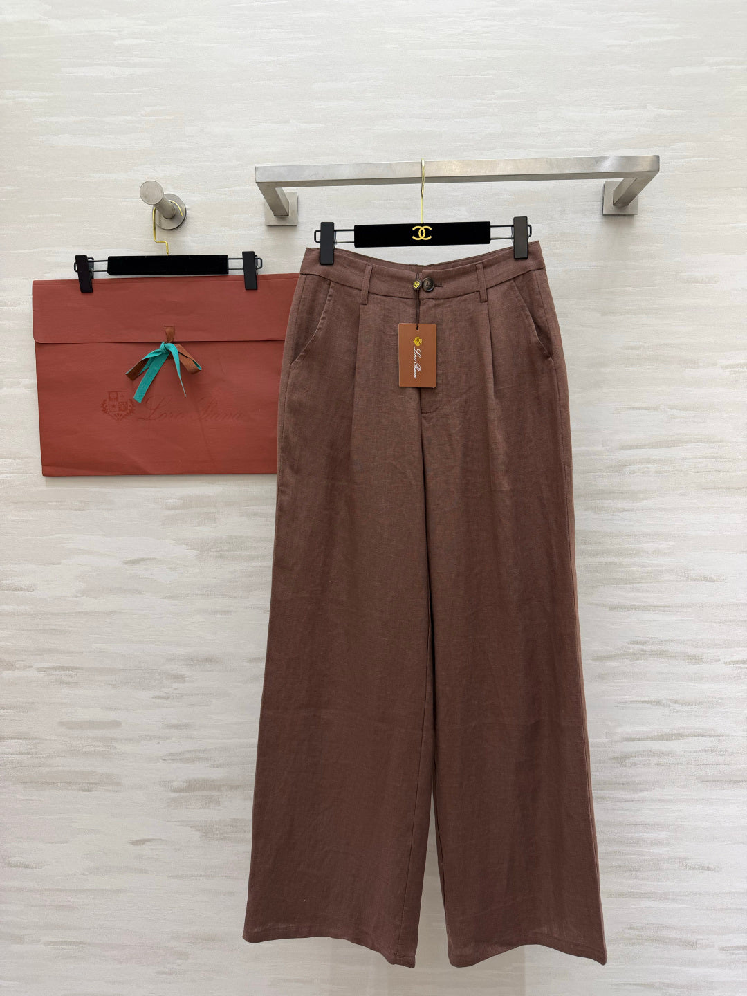 LP 26s Wide-Leg Trousers Brown Linen 398877