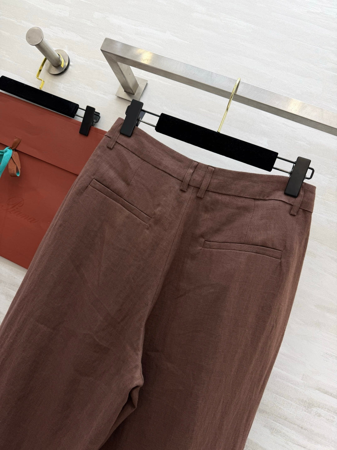 LP 26s Wide-Leg Trousers Brown Linen 398877