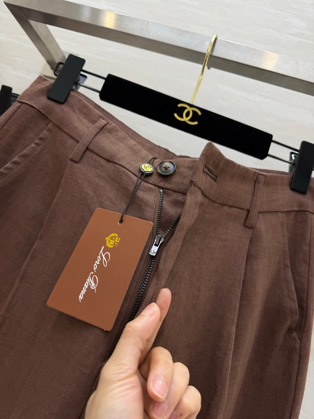 LP 26s Wide-Leg Trousers Brown Linen 398877