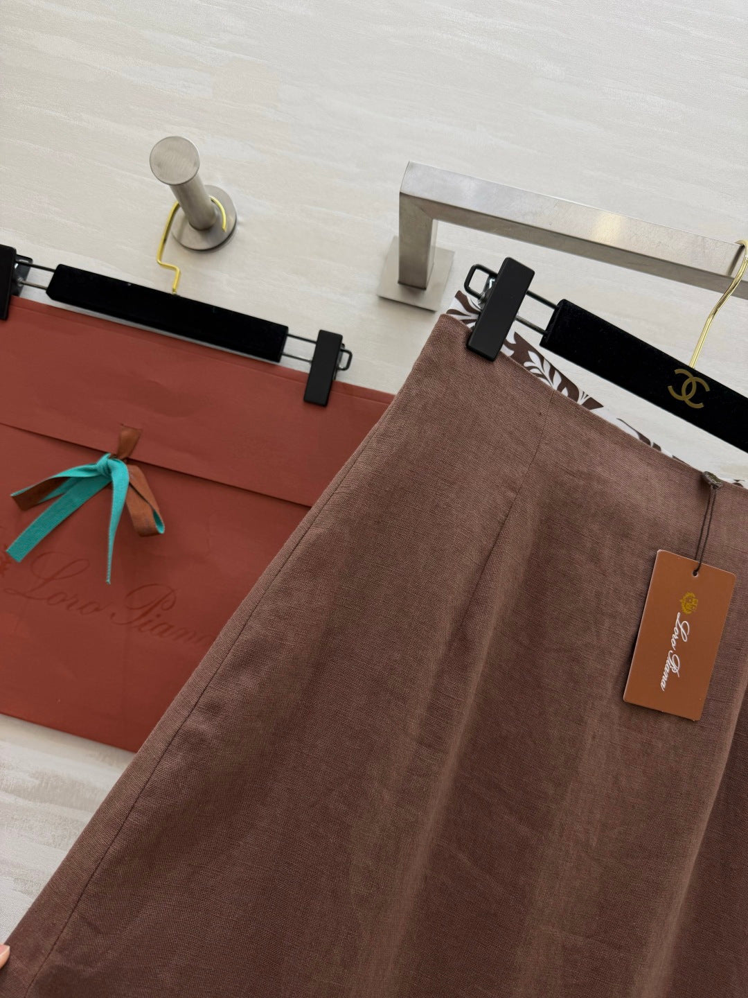 LP 26s Midi Skirt Brown Linen 398881