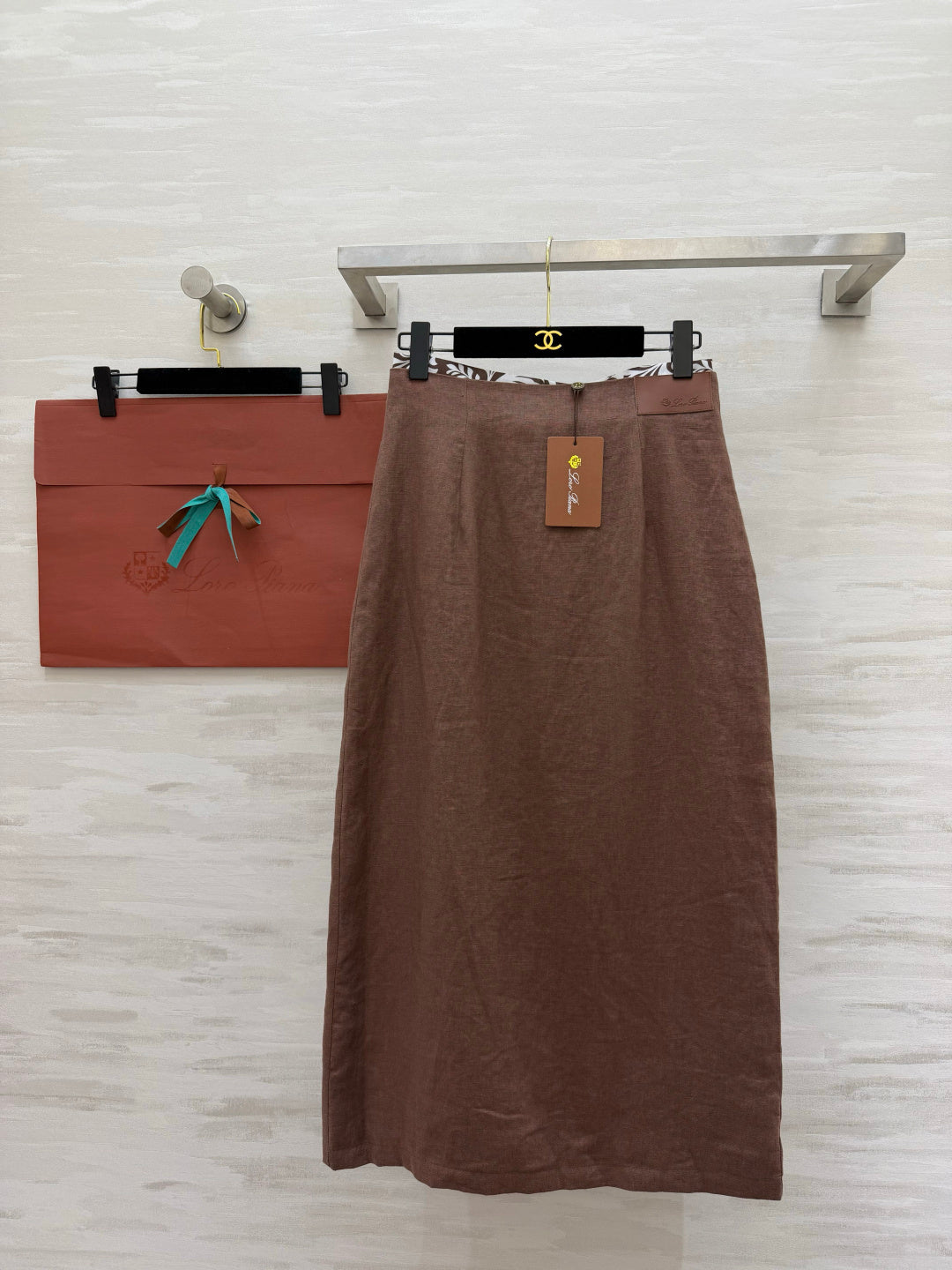 LP 26s Midi Skirt Brown Linen 398881