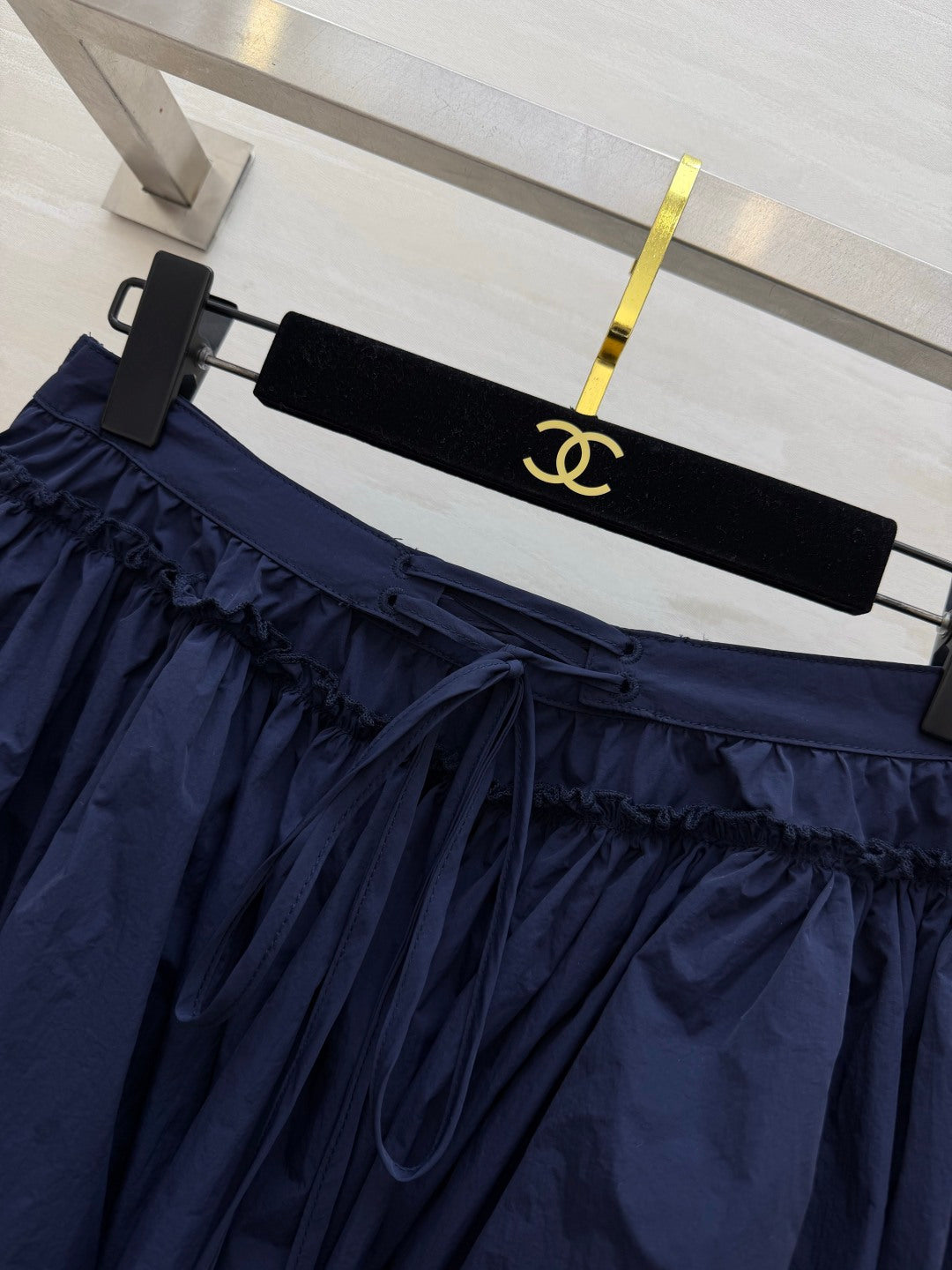 Loewe 26s Drawstring Mini Skirt Blue Cotton 398860
