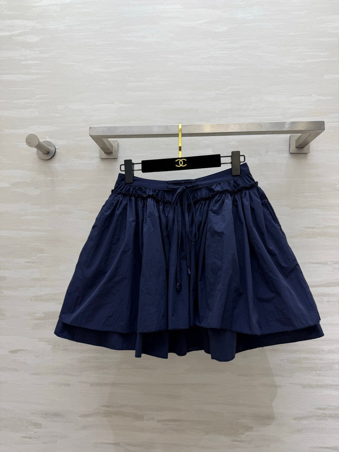 Loewe 26s Drawstring Mini Skirt Blue Cotton 398860