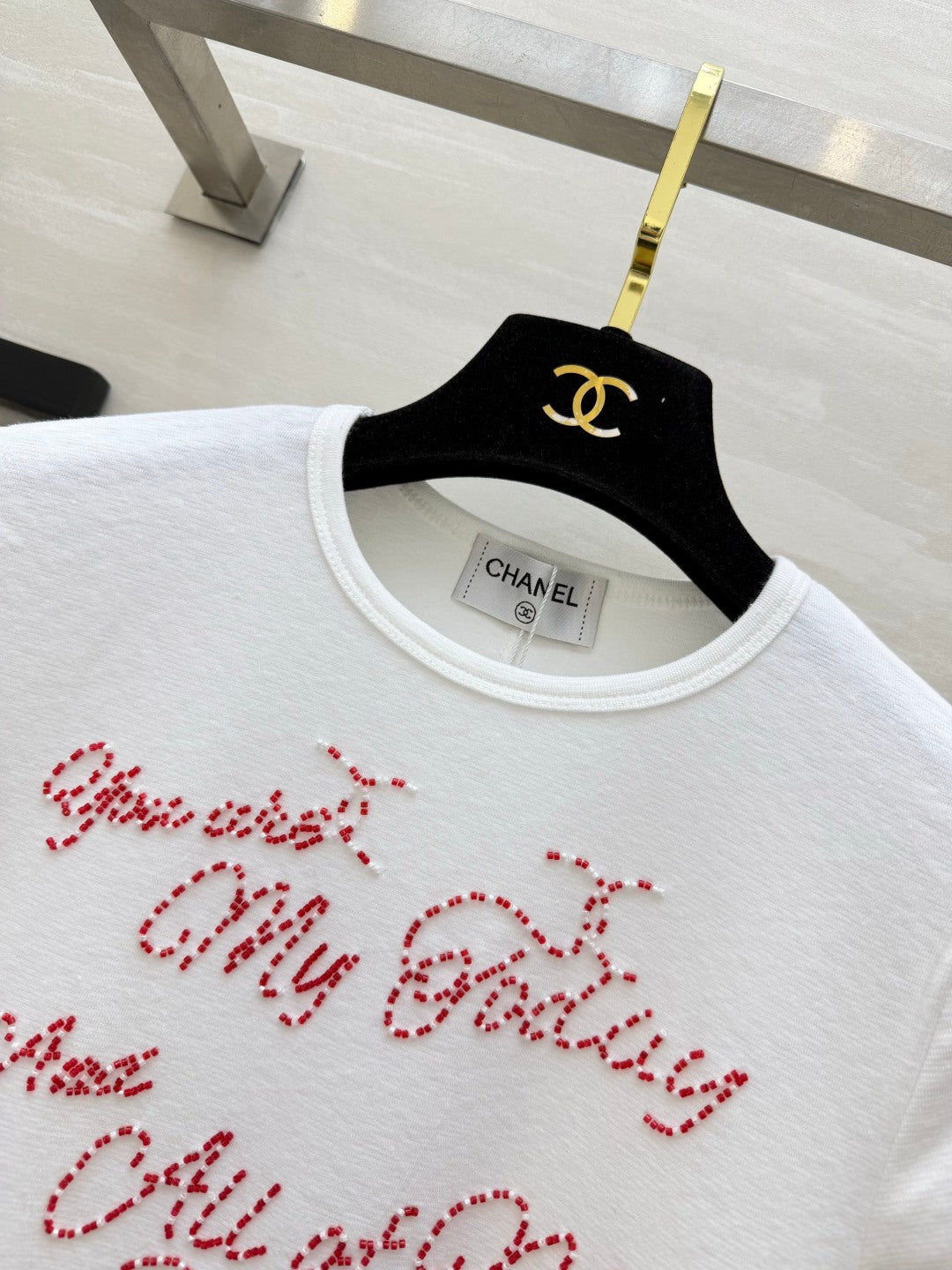 CC 26s Set Hand-beaded Letter Short T-Shirt 398841