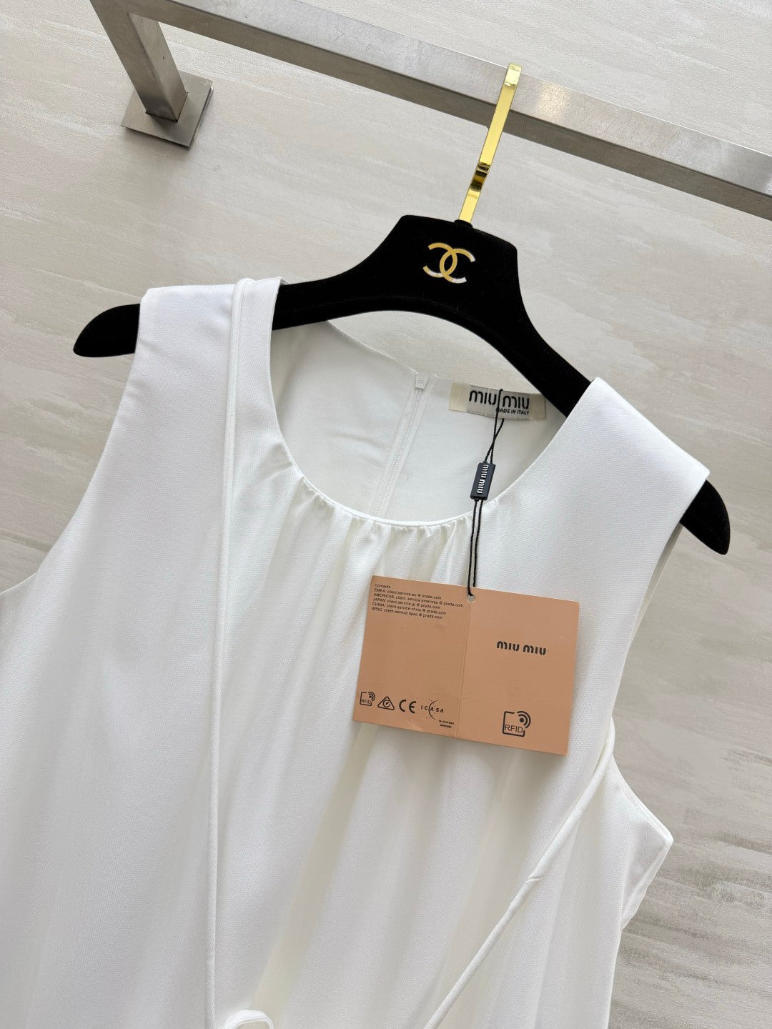 Miu 26s Sleeveless Dress White Denim 398804