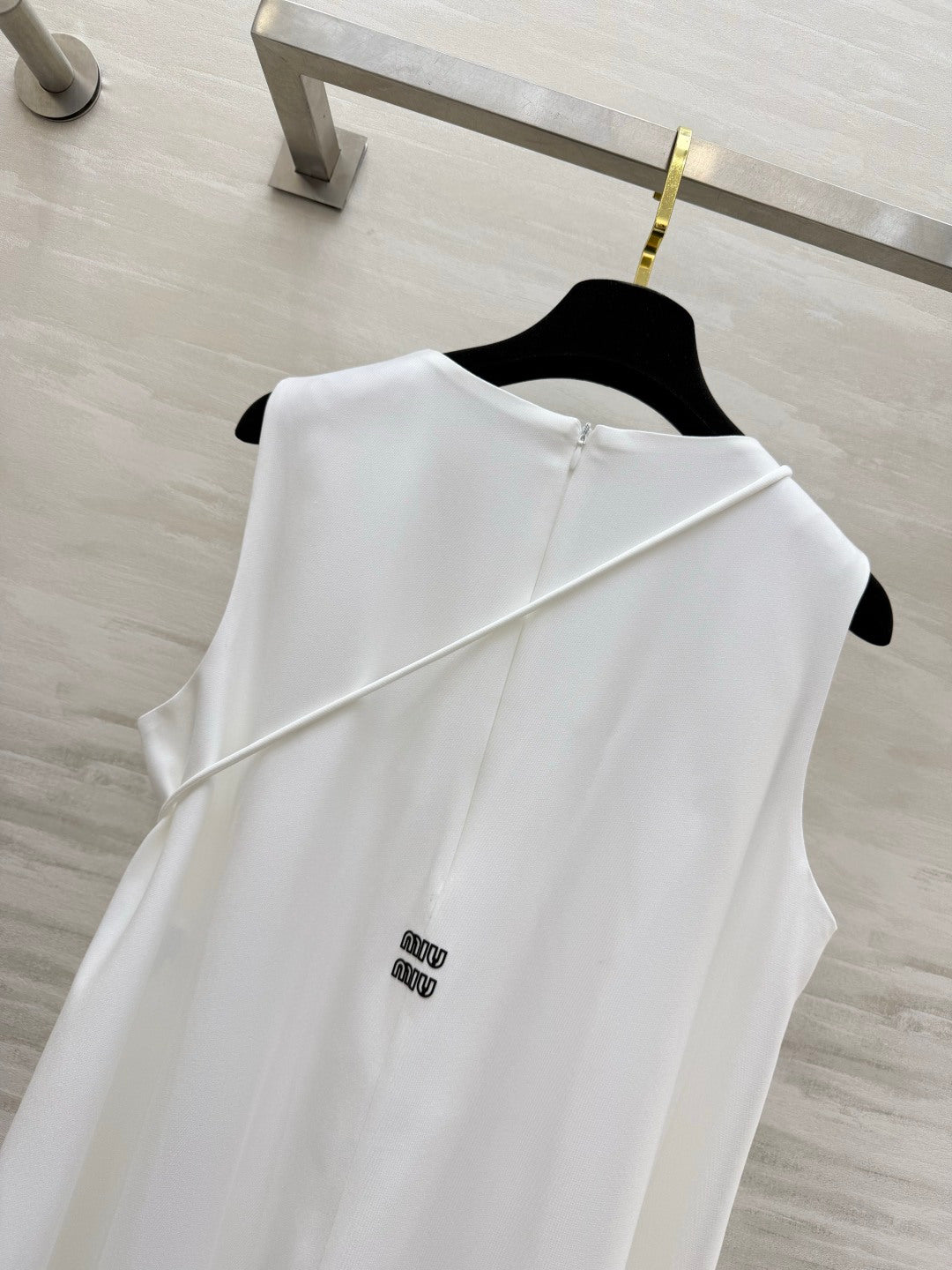 Miu 26s Sleeveless Dress White Denim 398804