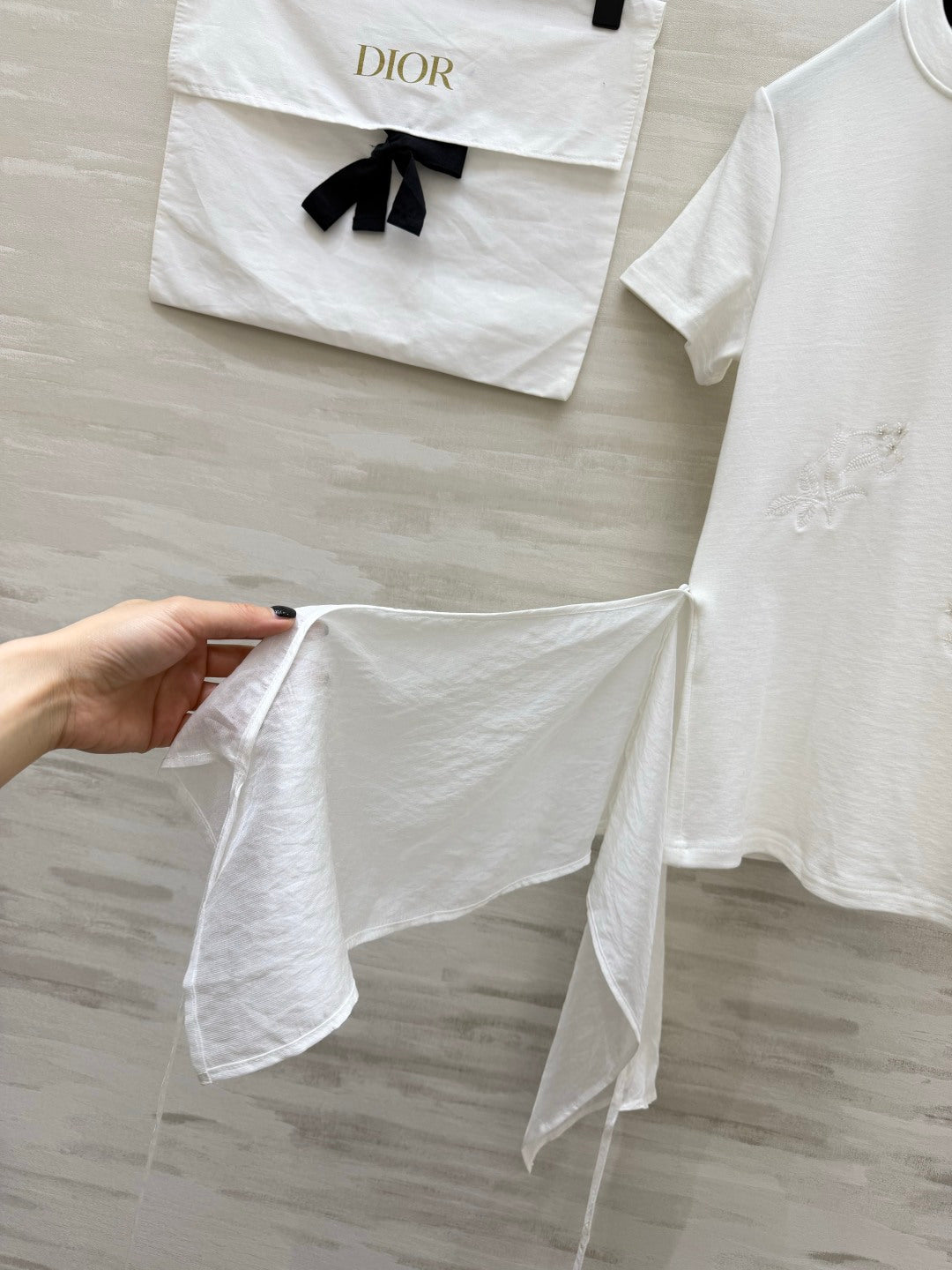 CD 26s Embroidered Wrap Tie T-Shirt White 410436