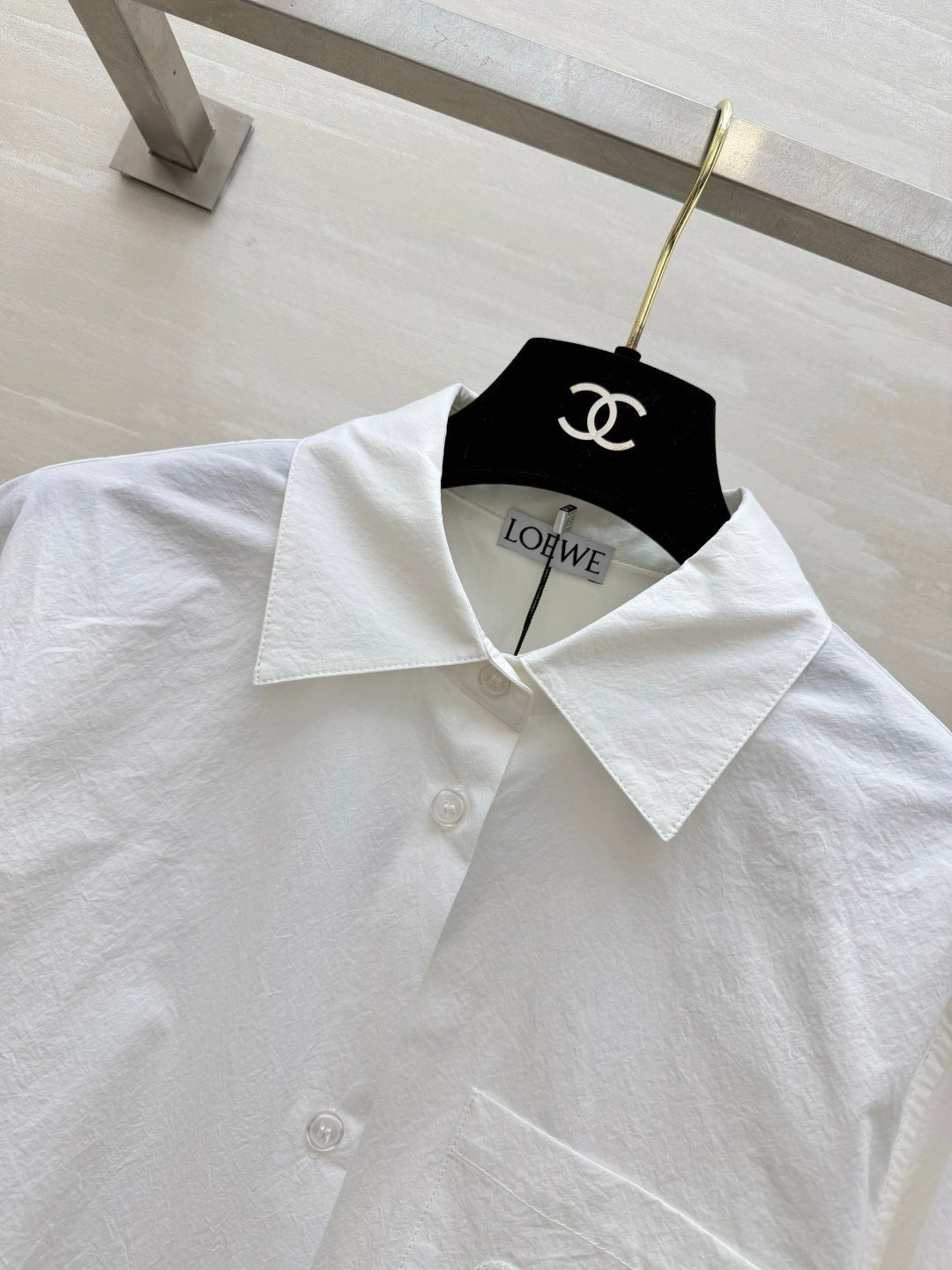 Loewe Embroidered Cotton Shirt White Cotton 410404