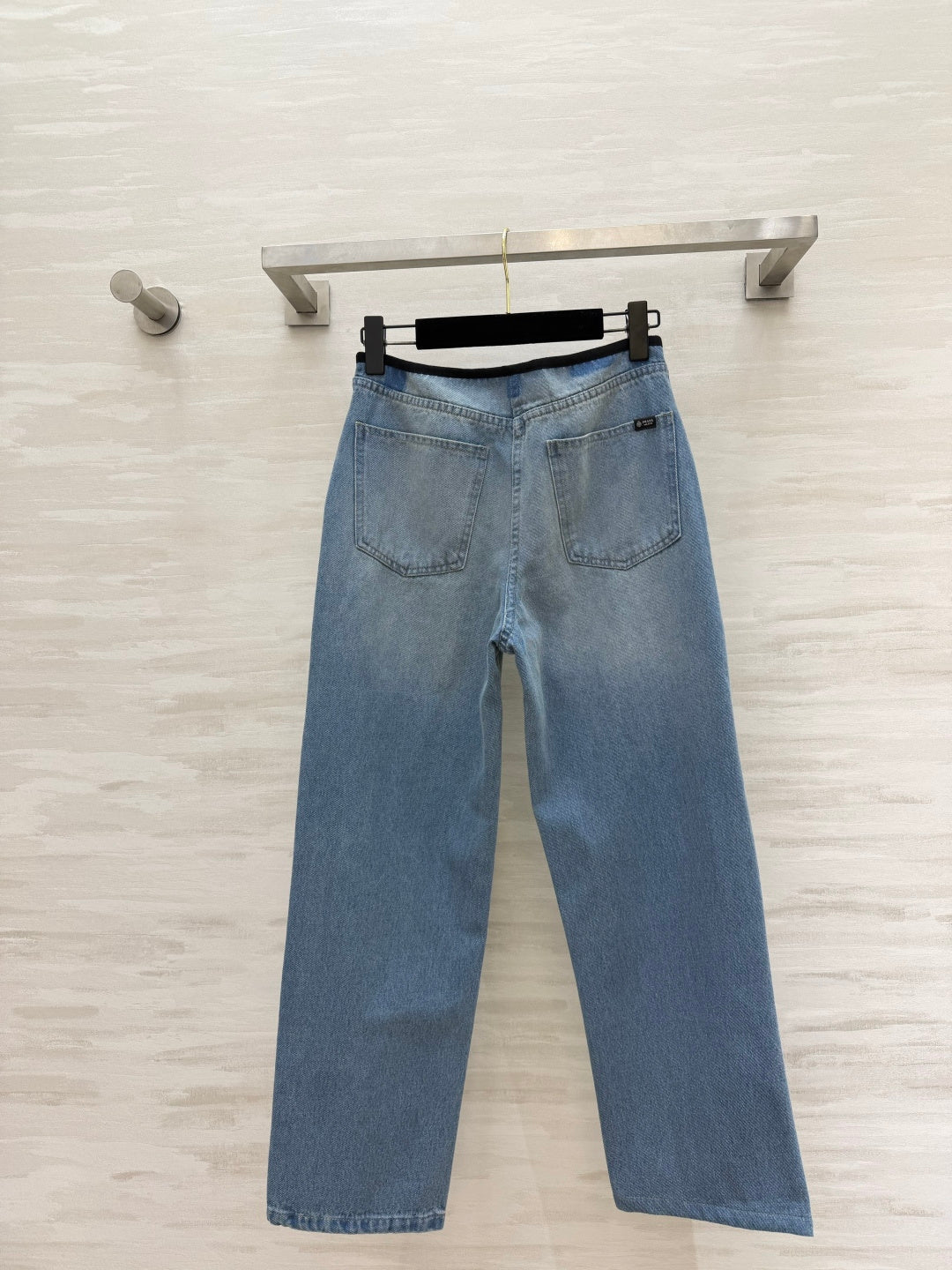 Prada 26s Wide-Leg Jeans Light Blue Washed Denim 405808