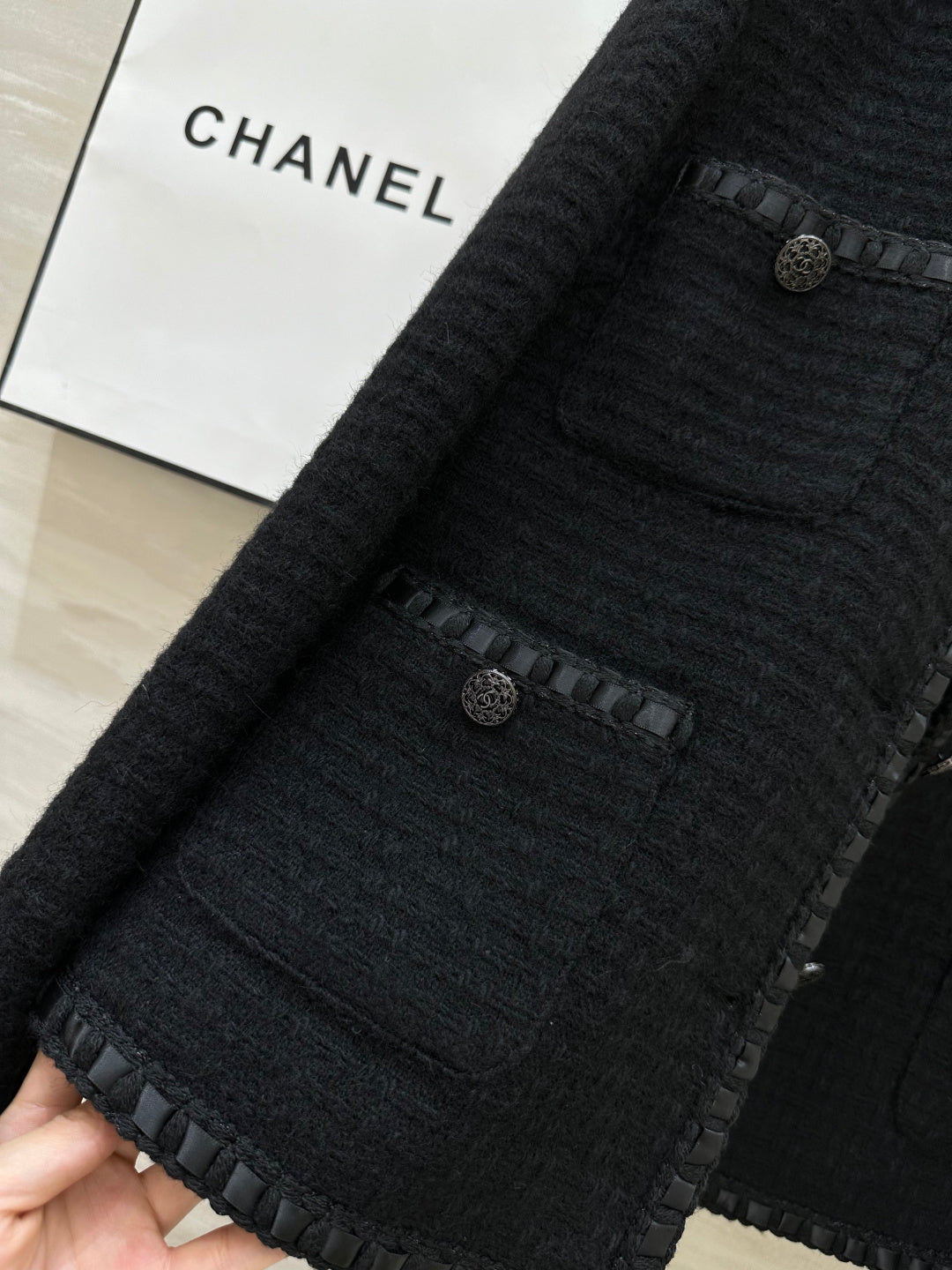 CC 26s Jacket with Braided Trim Black Tweed 414125