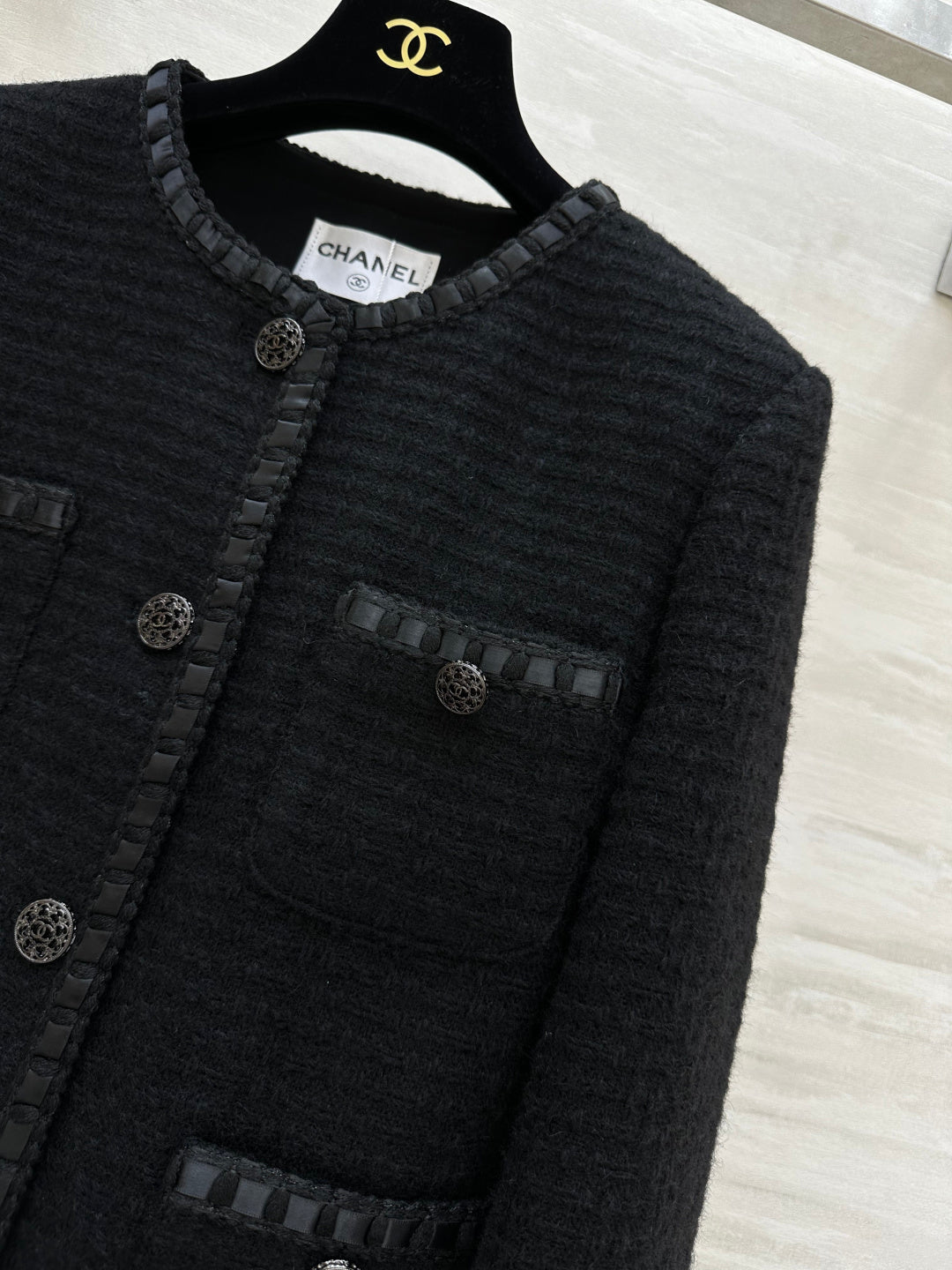 CC 26s Jacket with Braided Trim Black Tweed 414125