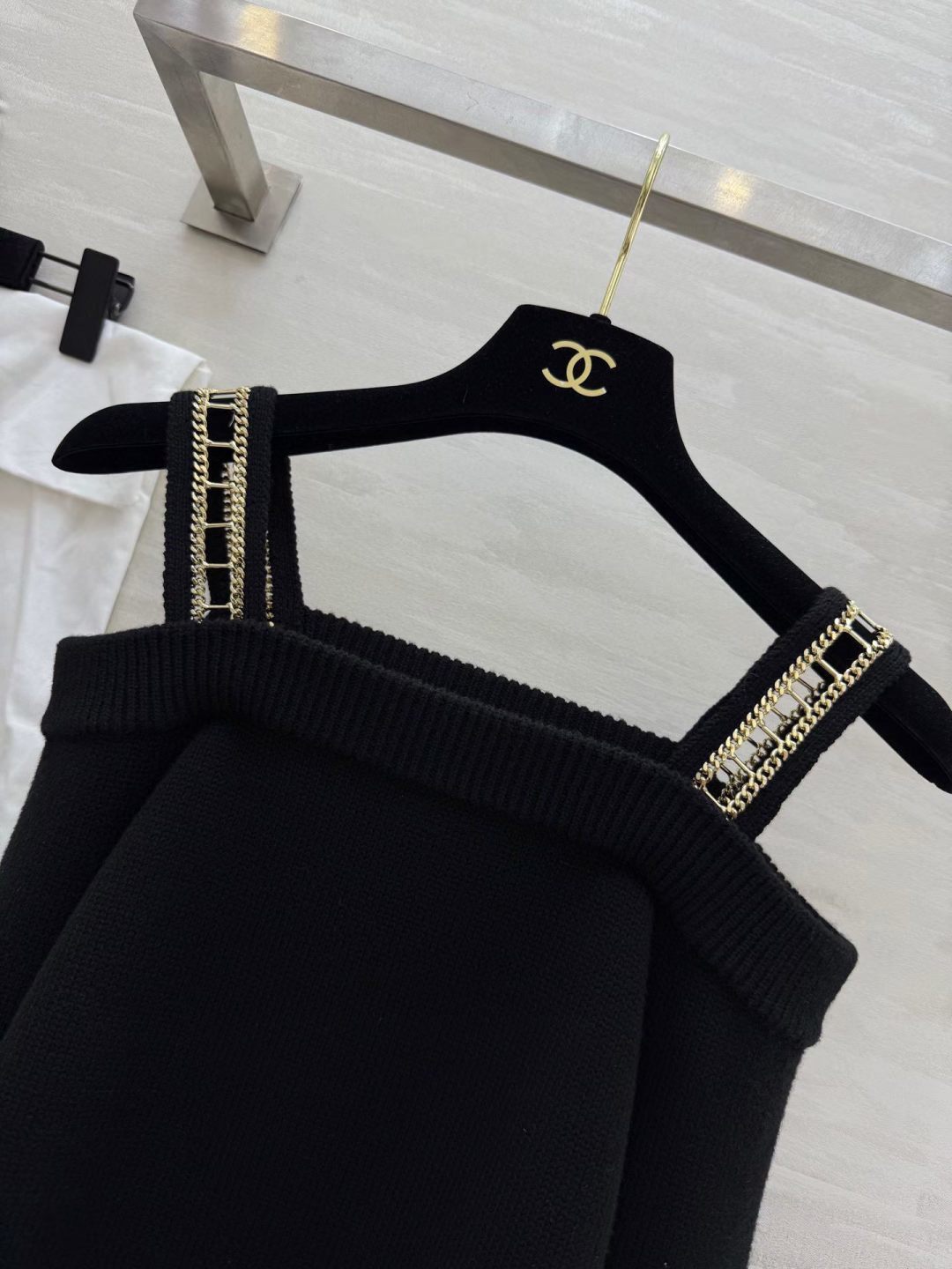 CC 26s Chain Strap Knit Top Black Knitwear 414120