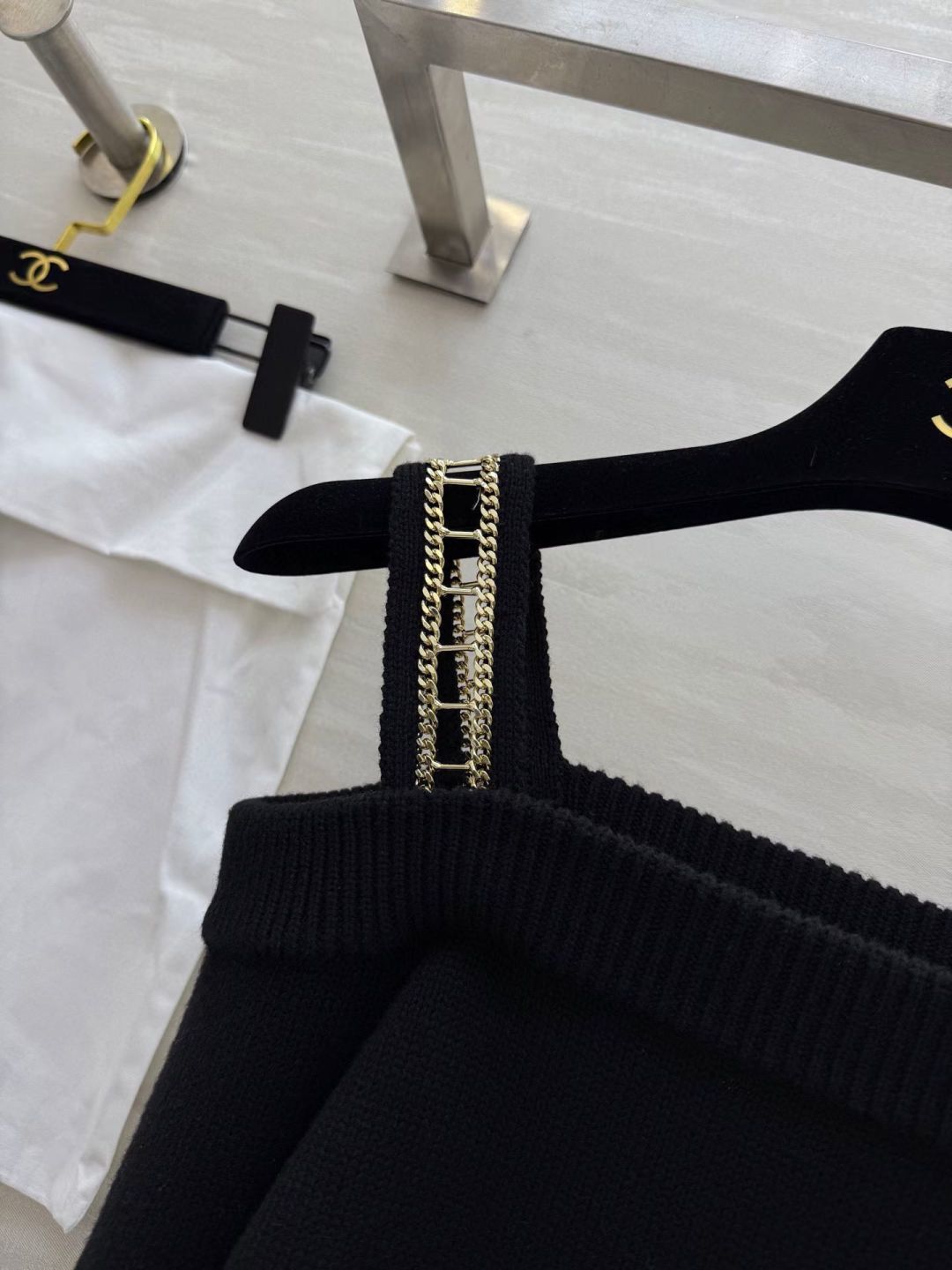 CC 26s Chain Strap Knit Top Black Knitwear 414120