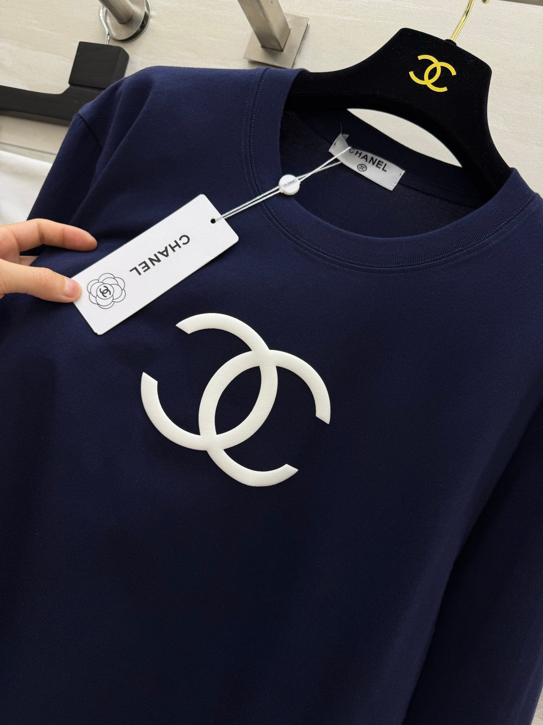 CC 26s Double C Long-Sleeve T-Shirt Navy Blue 422149