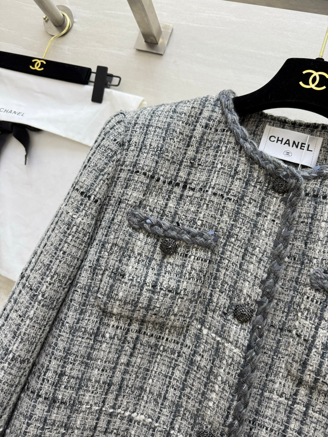 CC FW 2026 Jacket Grey Black White Tweed 423416