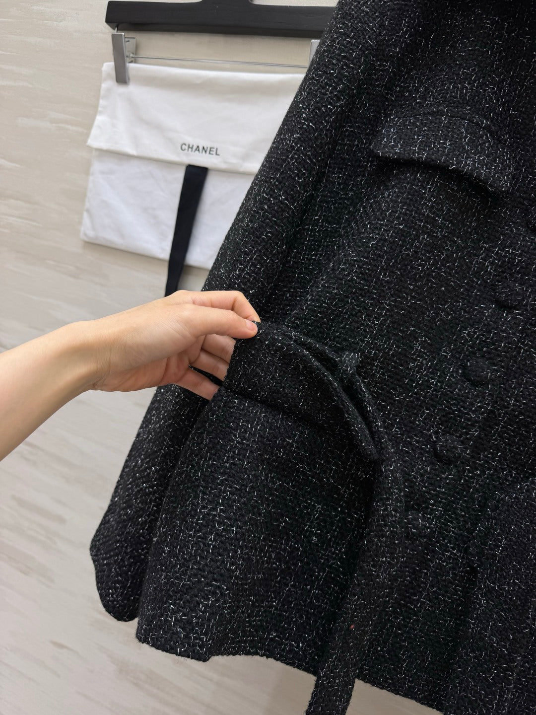 CC 26s Belted Jacket Black Tweed 423391